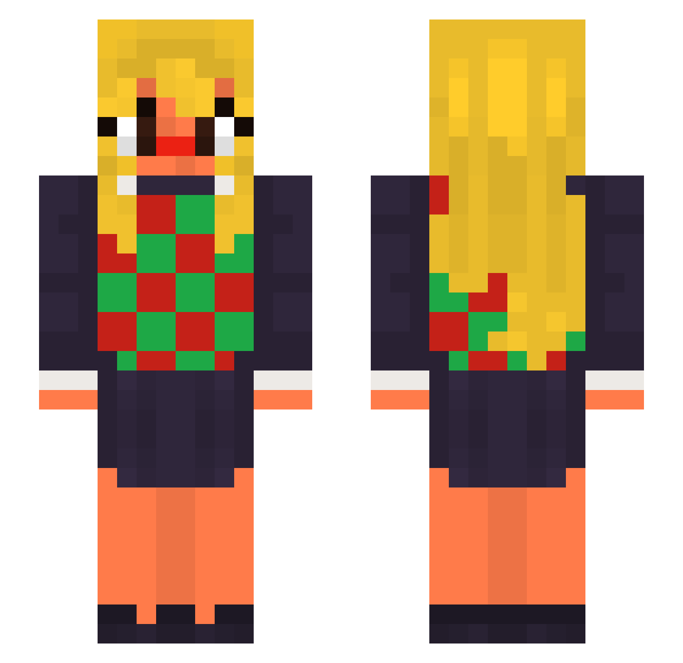 MsWakeMan Minecraft skin, front and back view