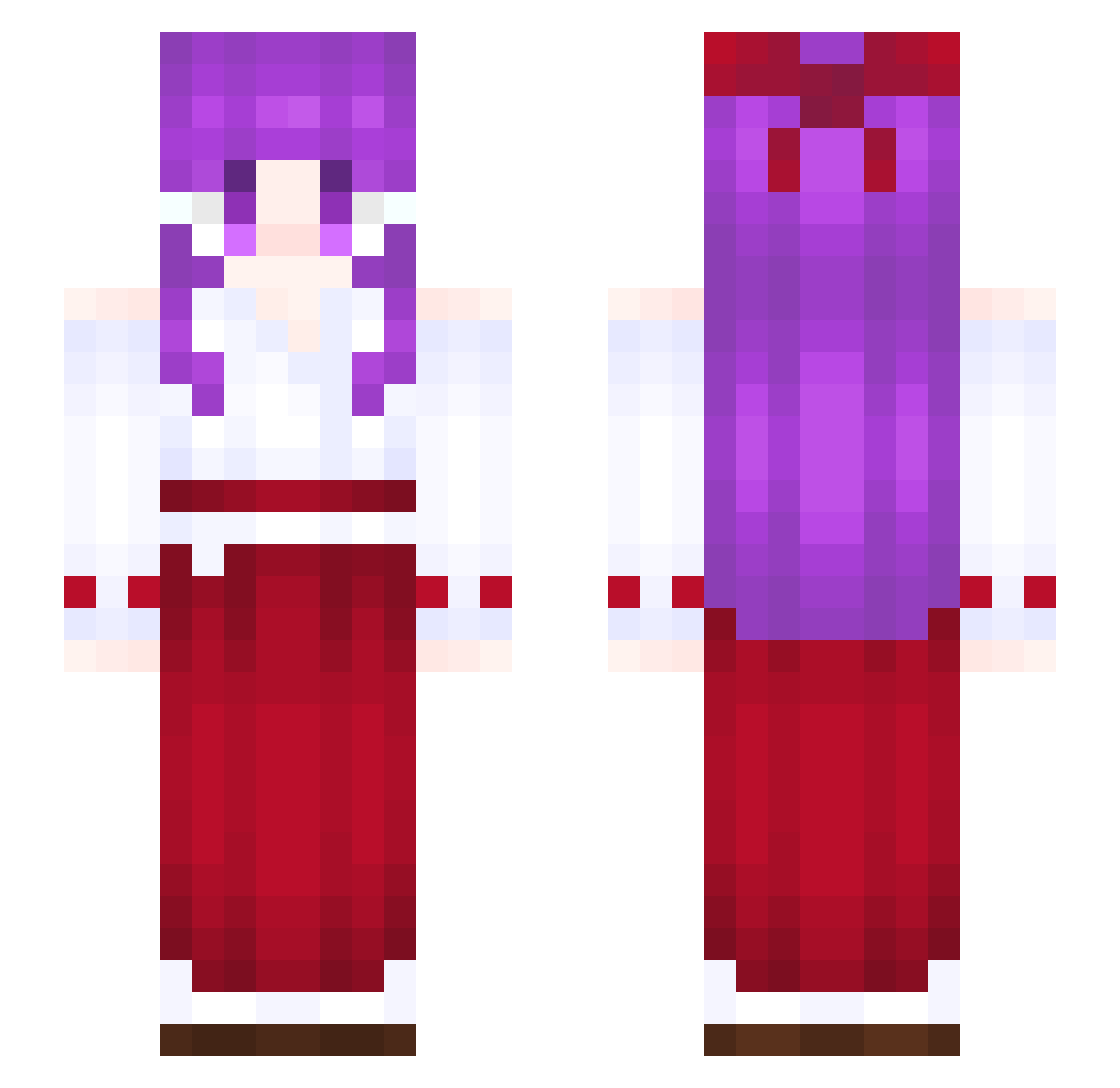 0_Kaori Minecraft skin, front and back view