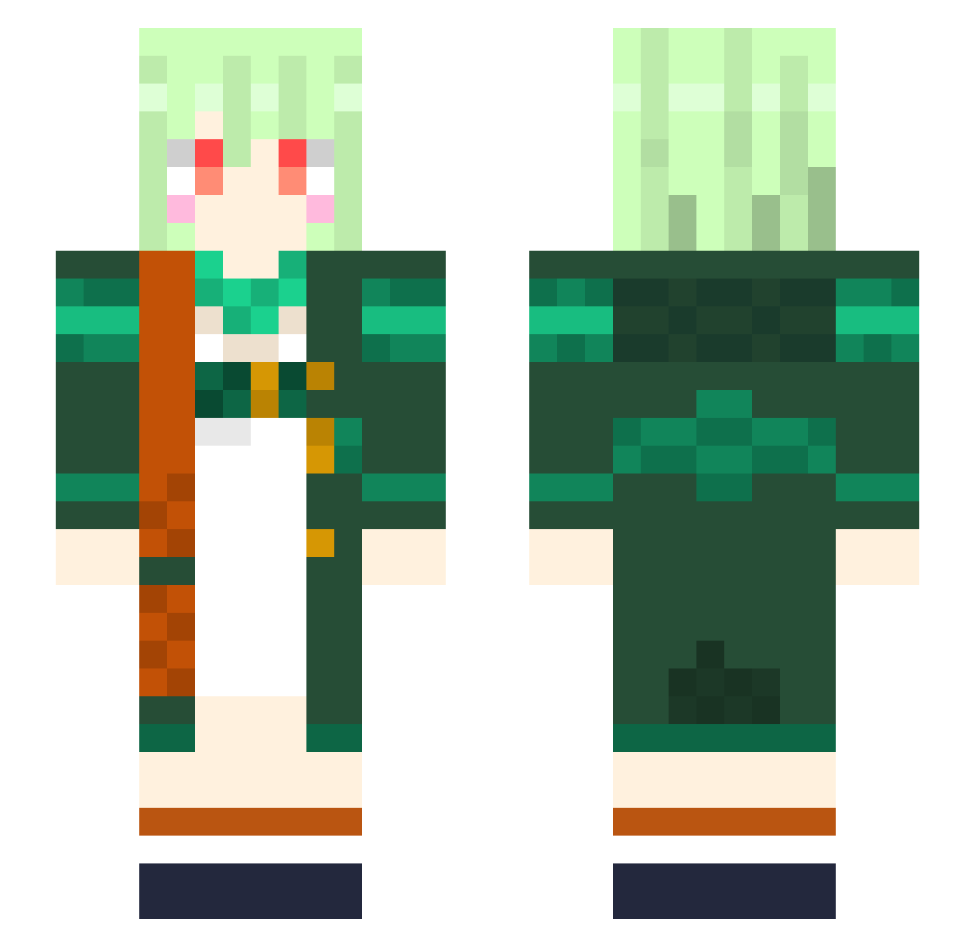 cacam Minecraft skin, front and back view