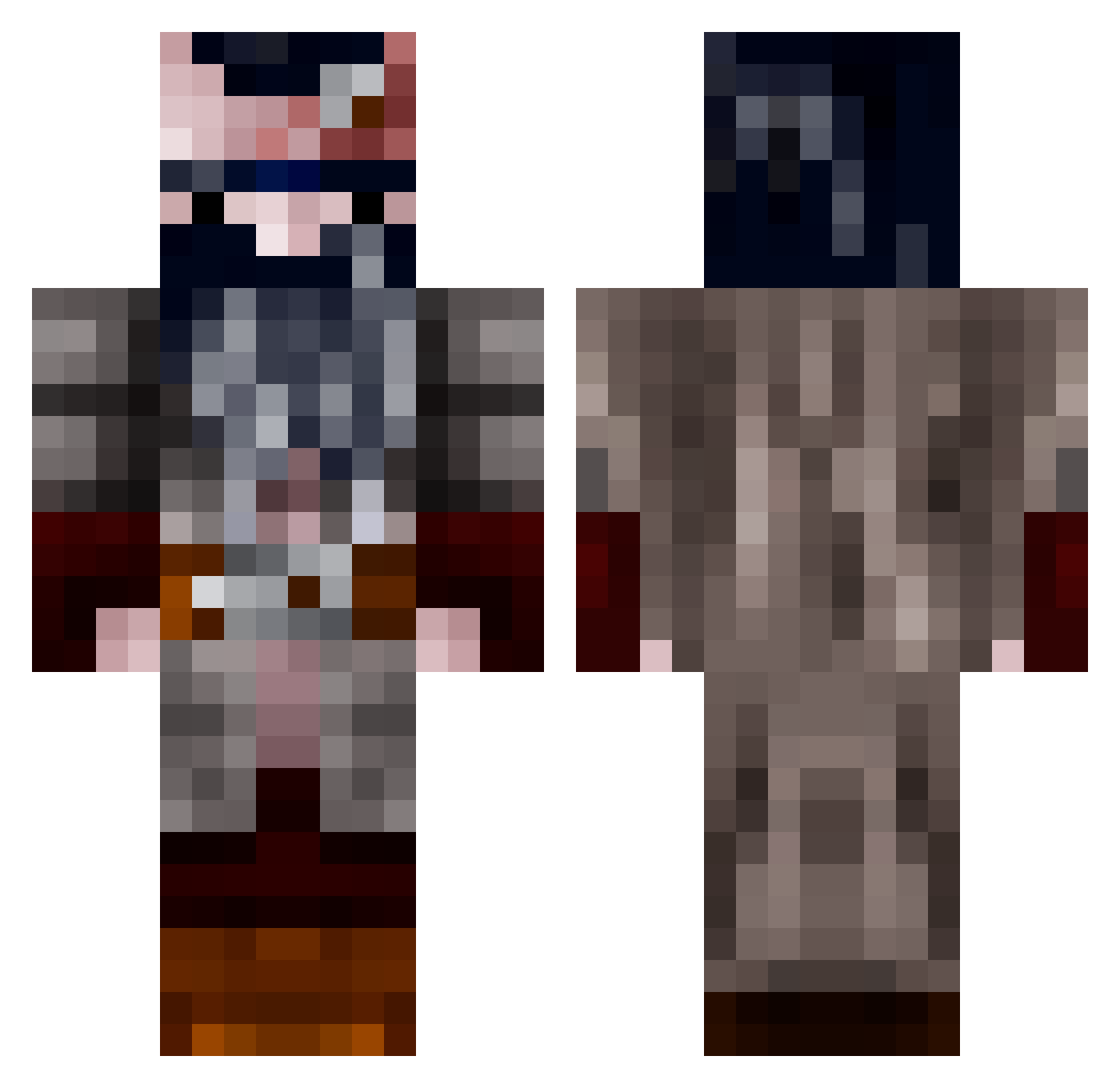 Questionmark Minecraft skin, front and back view