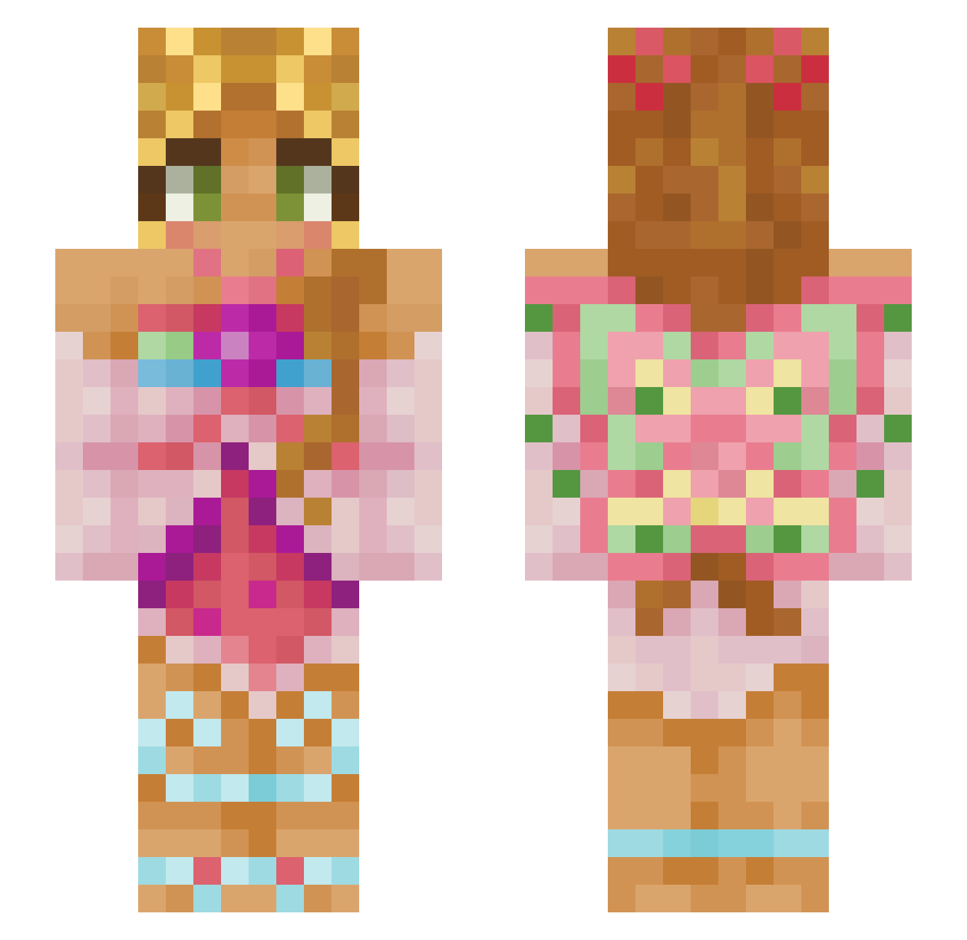 XvBloomy Minecraft skin, front and back view
