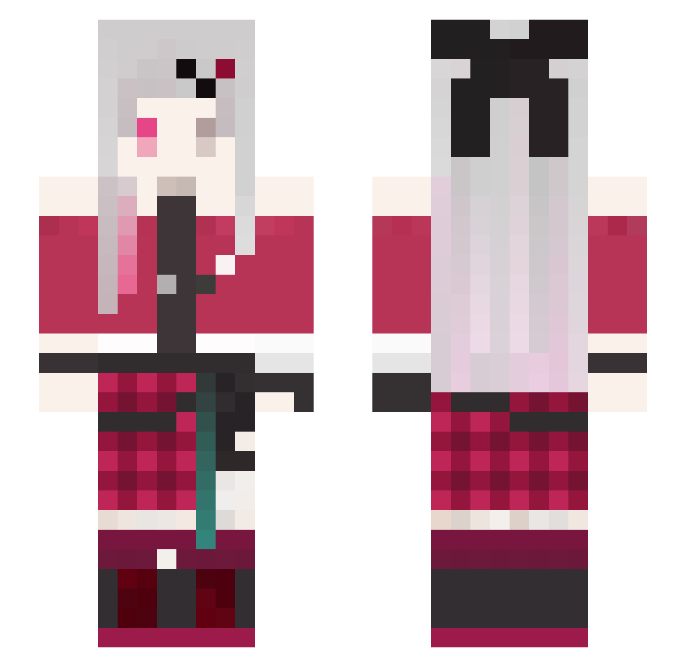 shione135 Minecraft skin, front and back view