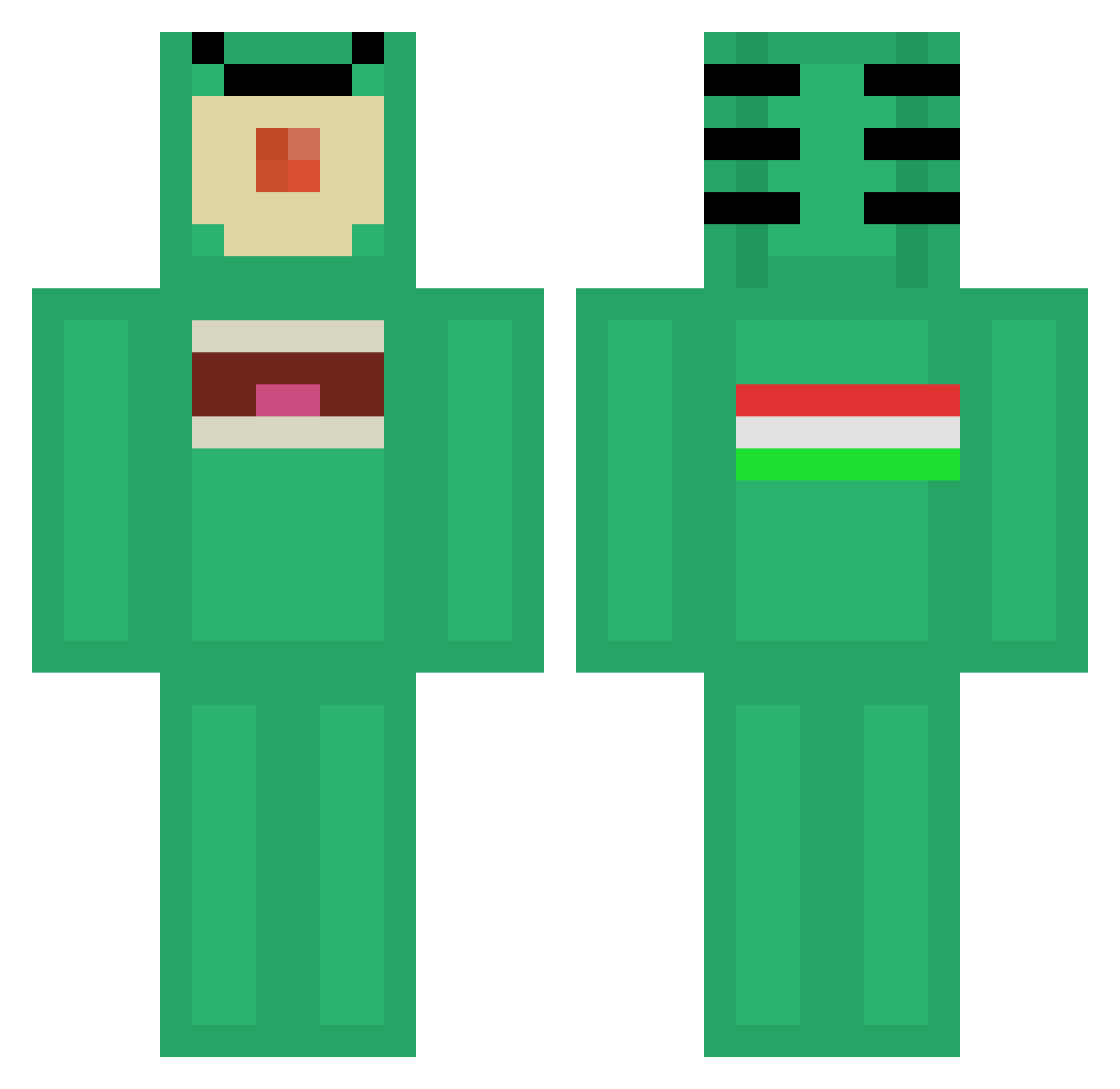 Electramo Minecraft skin, front and back view