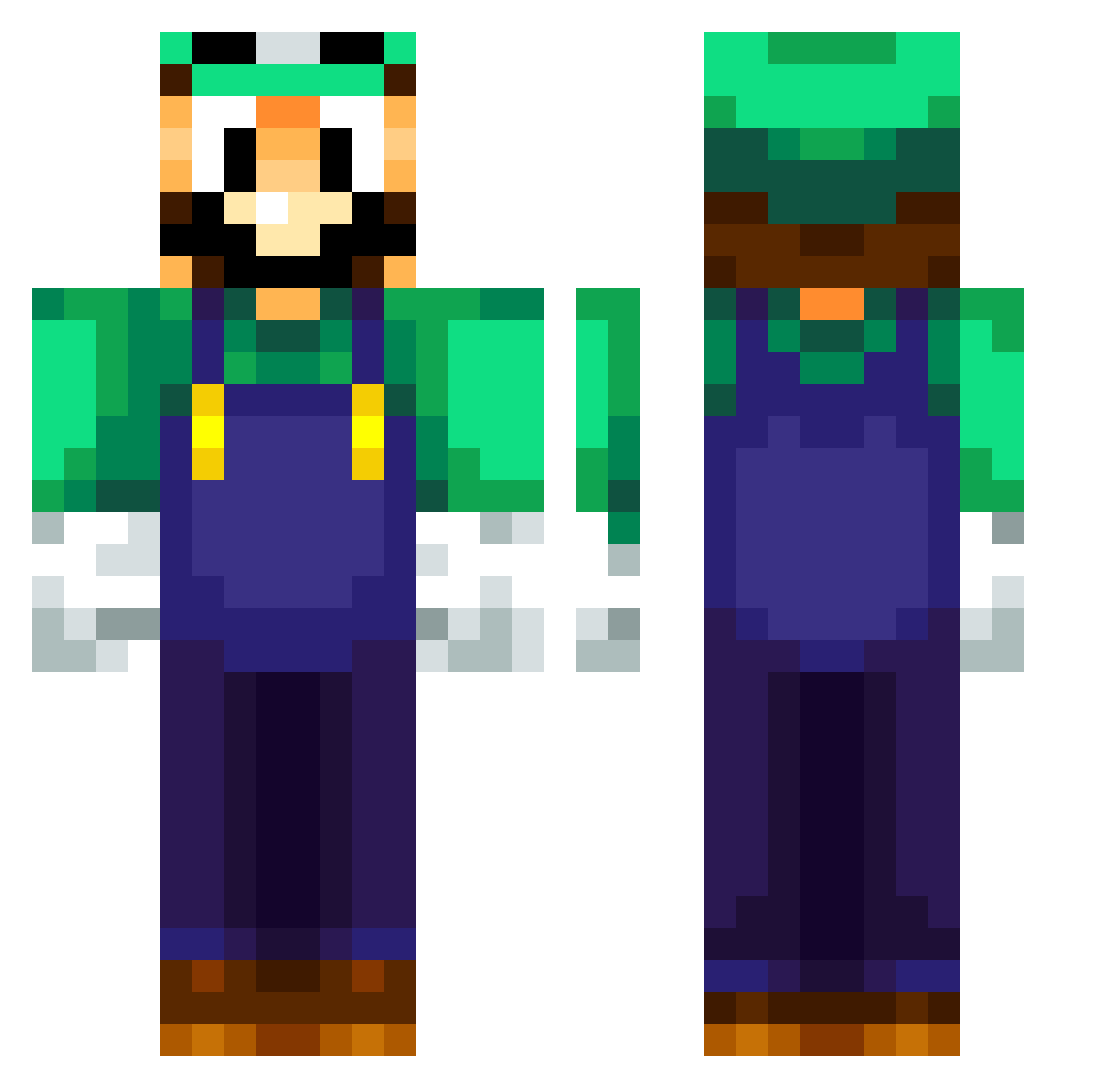 Luiiigi69 Minecraft skin, front and back view
