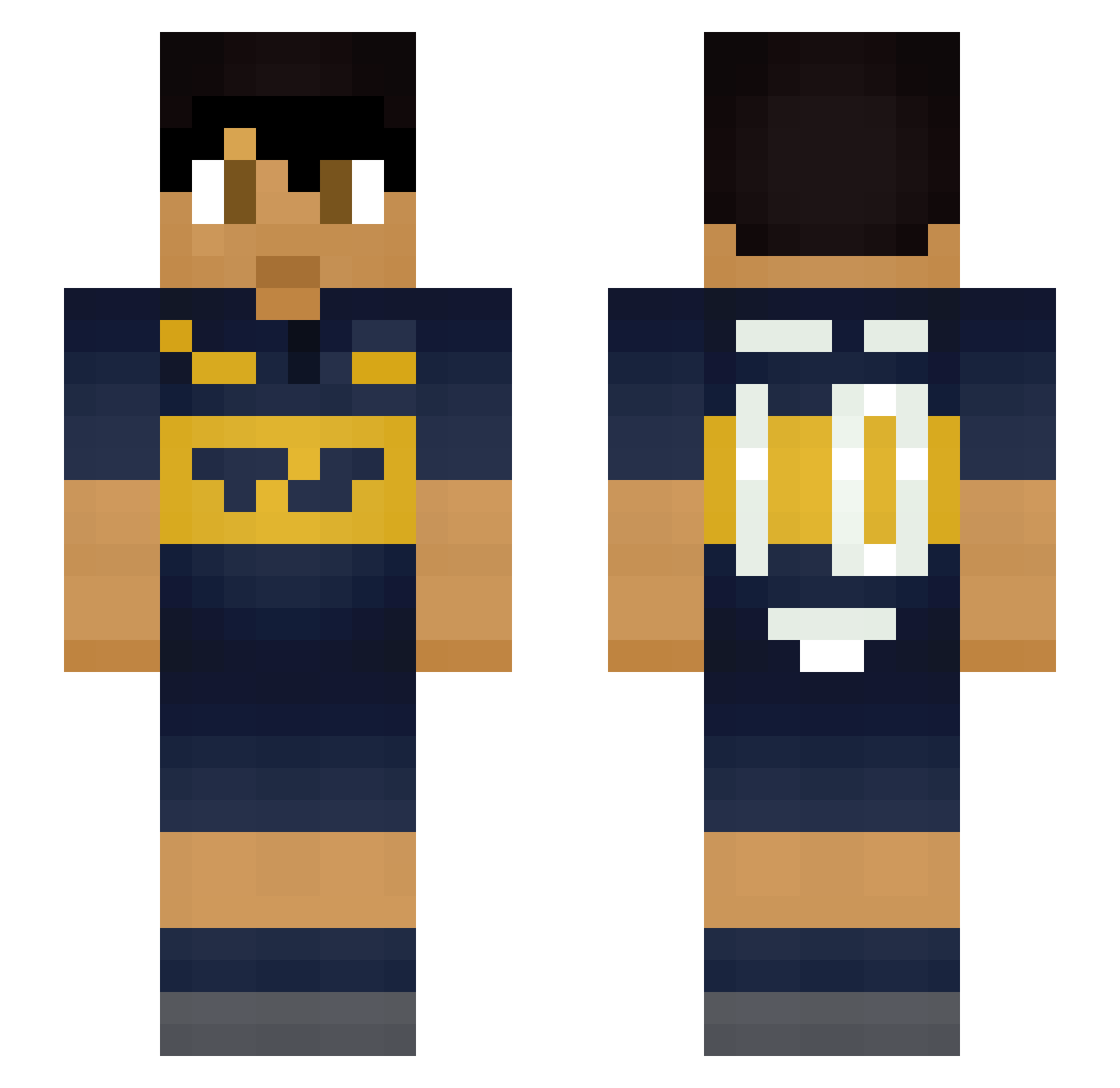 xJuanmaX Minecraft skin, front and back view