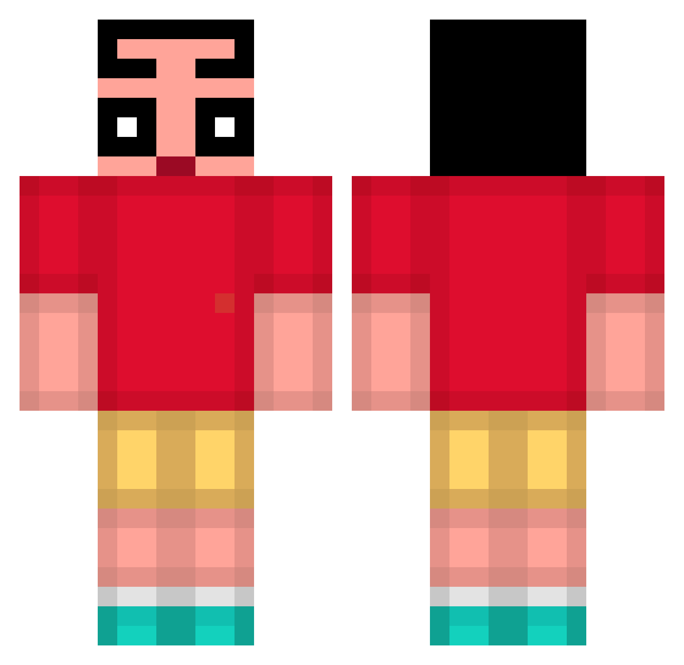 MonkeyD_Henrix Minecraft skin, front and back view