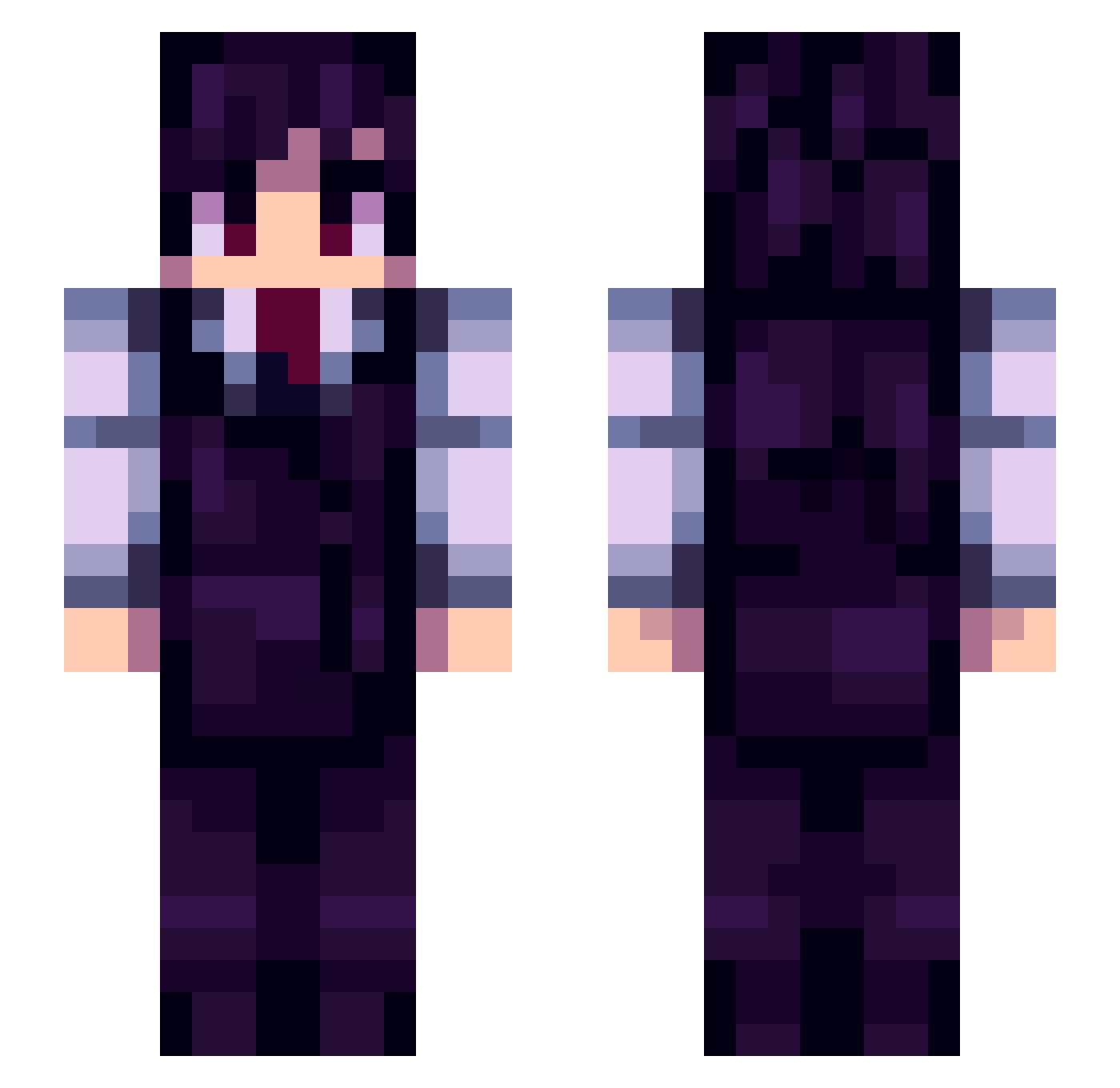 CorvusSouls Minecraft skin, front and back view
