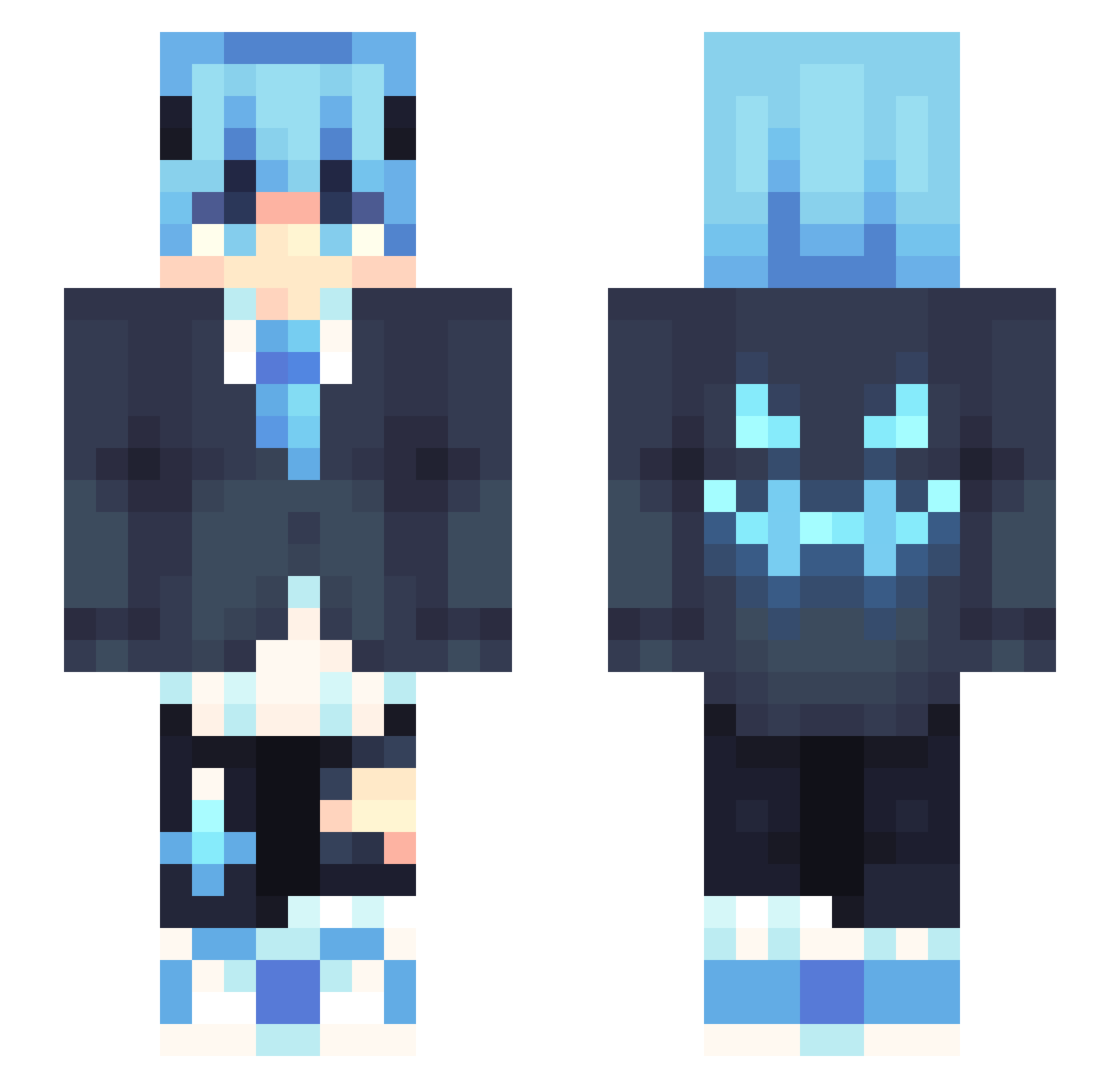 Mysticete Minecraft skin, front and back view