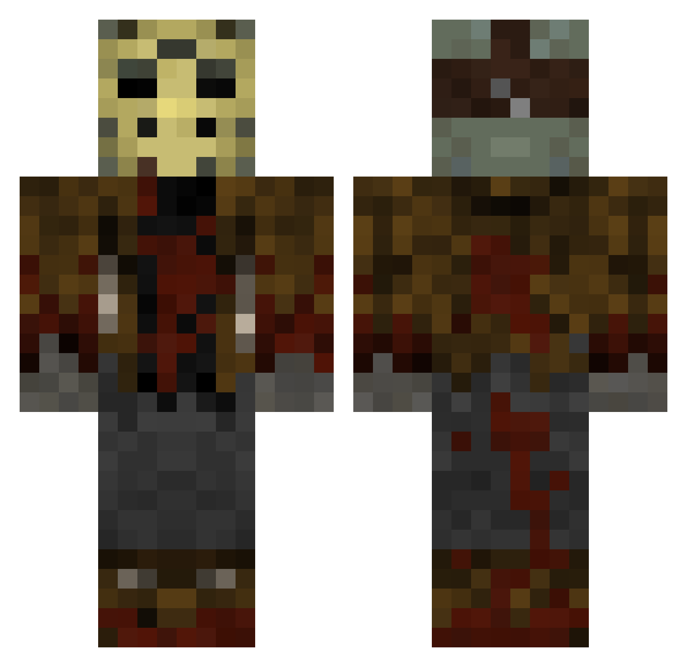John_Kramer Minecraft skin, front and back view
