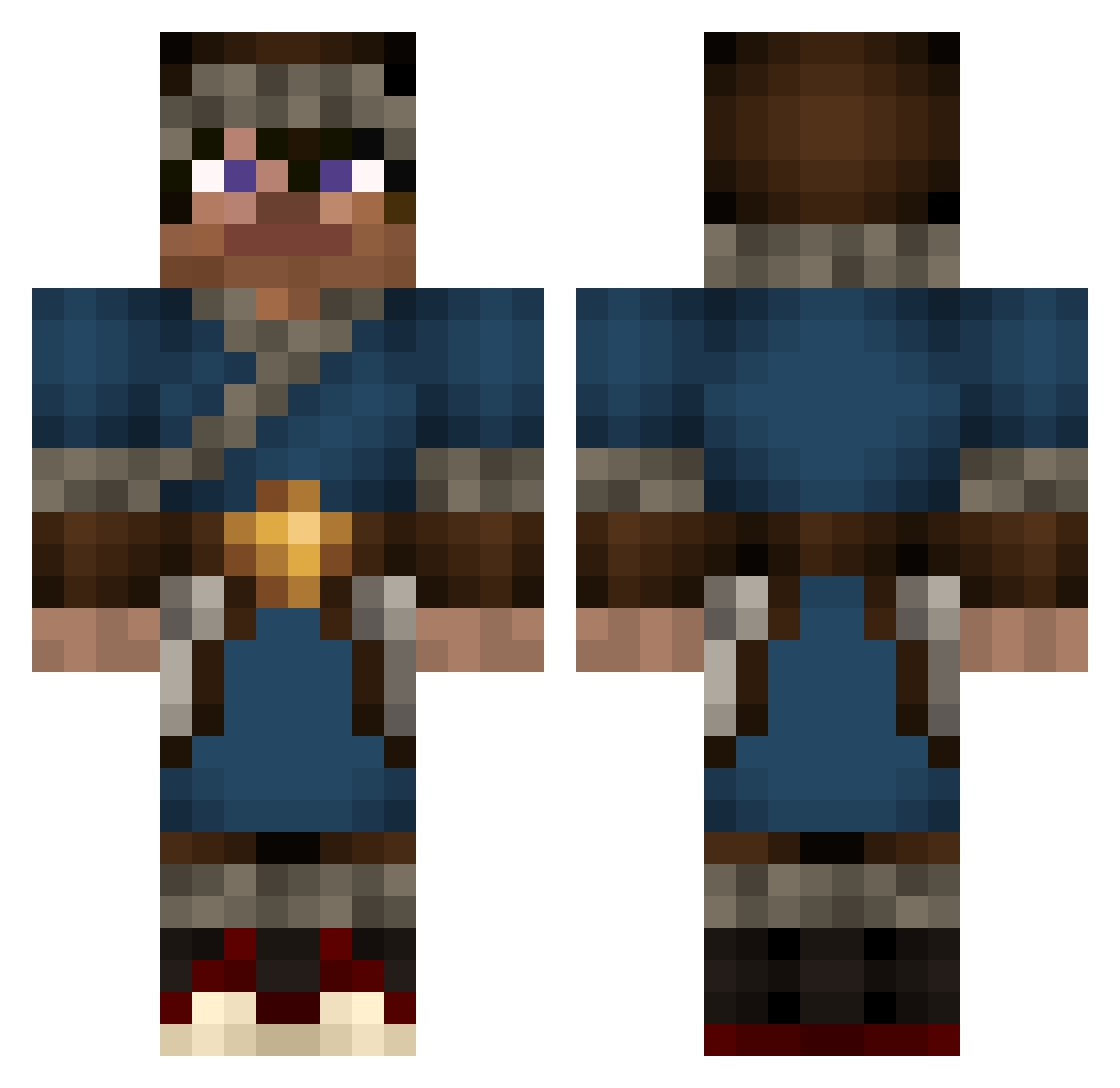 Emerande Minecraft skin, front and back view