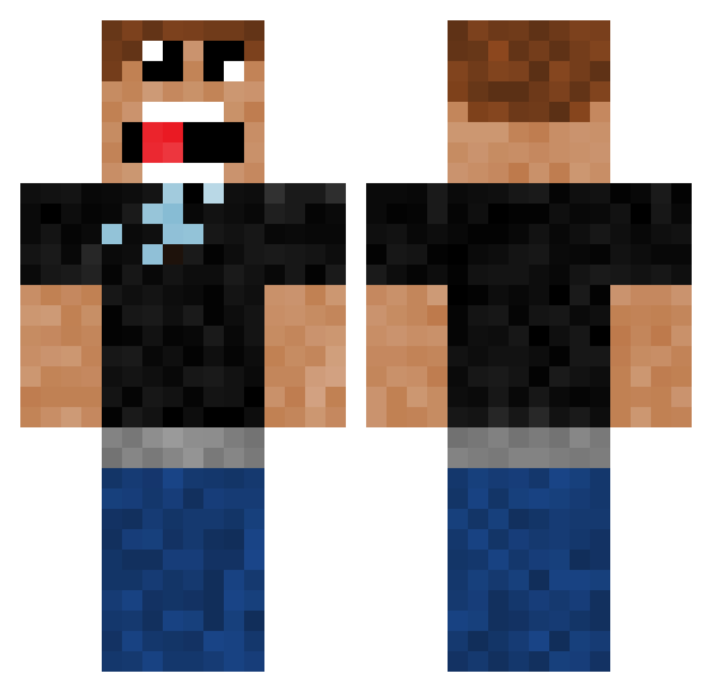 MrWynne Minecraft skin, front and back view