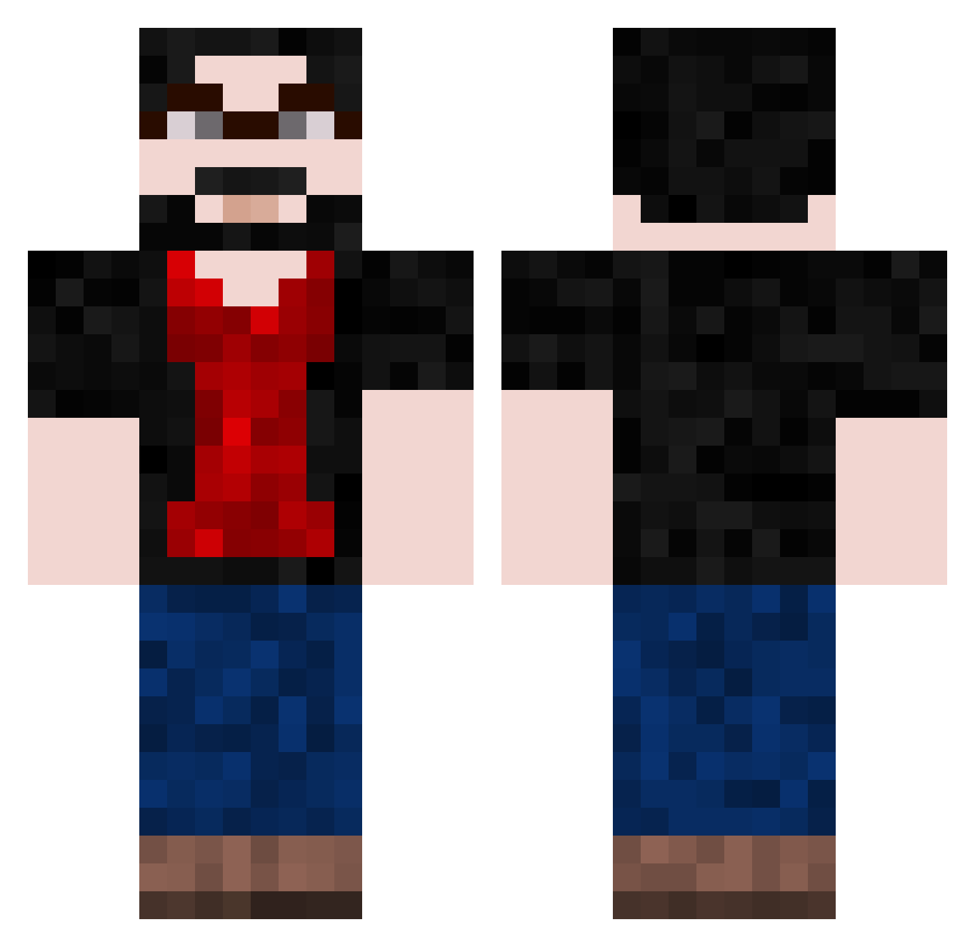 Ekcire Minecraft skin, front and back view