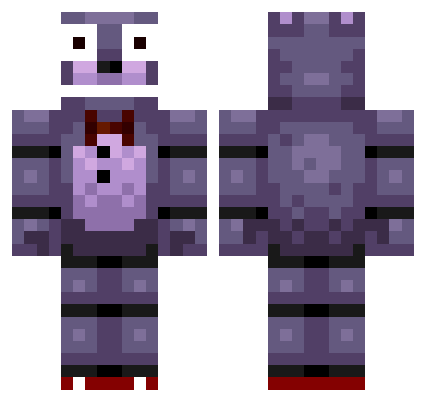 SlyKittyClawz Minecraft skin, front and back view