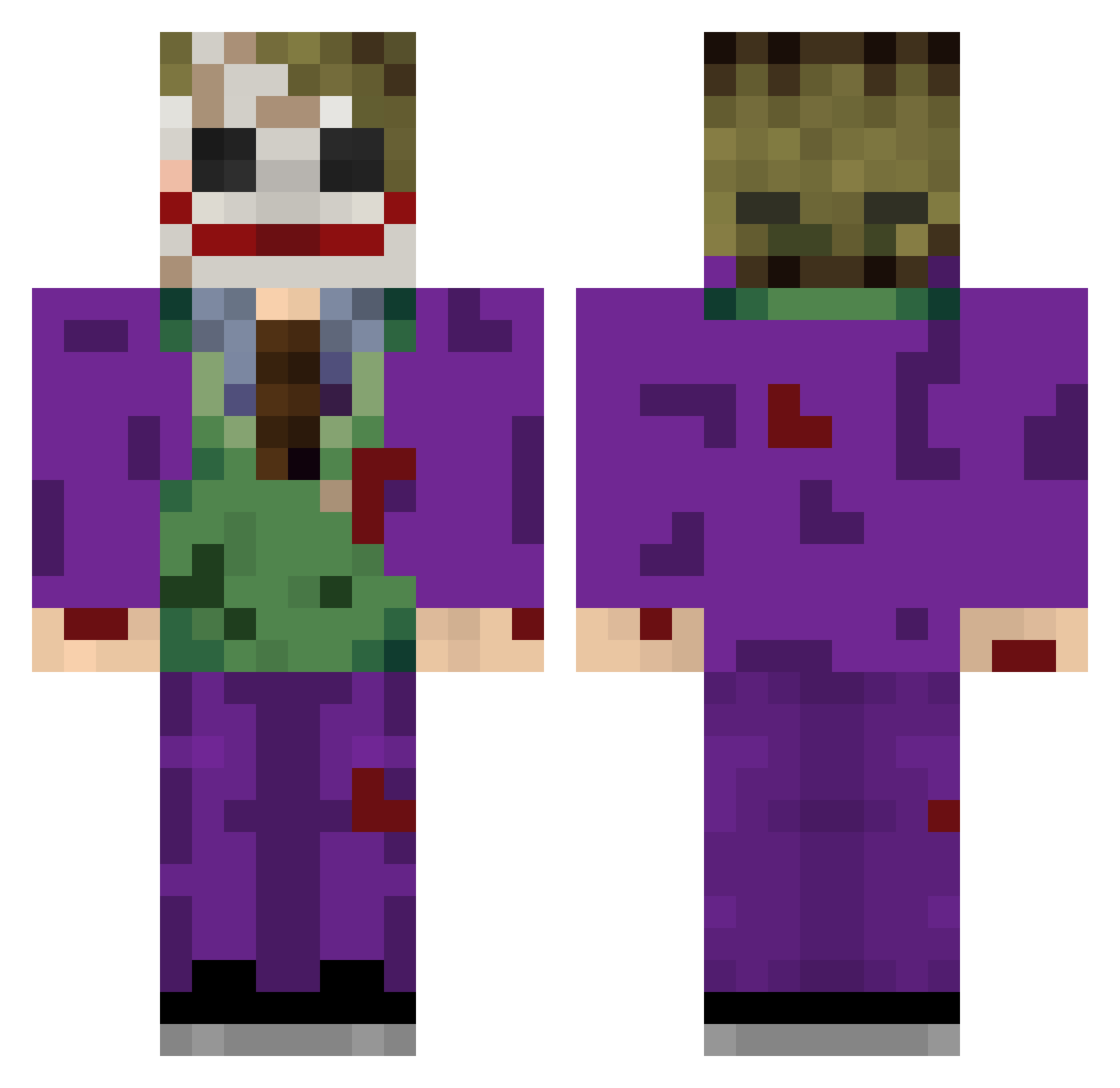 pimposzek Minecraft skin, front and back view