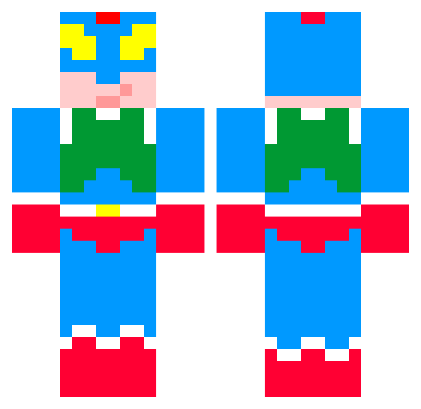 Inarticulate Minecraft skin, front and back view