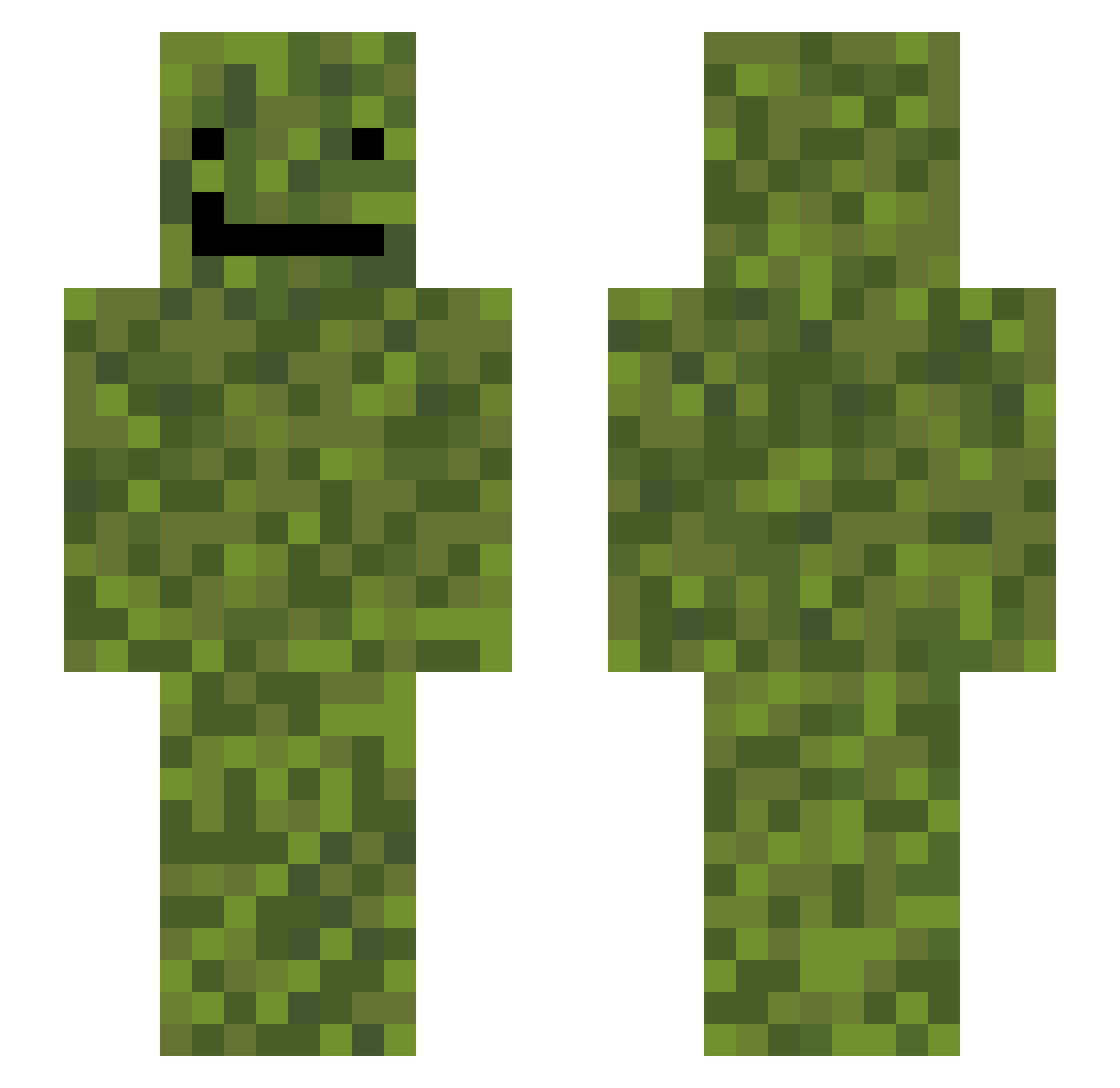 glittergutter Minecraft skin, front and back view