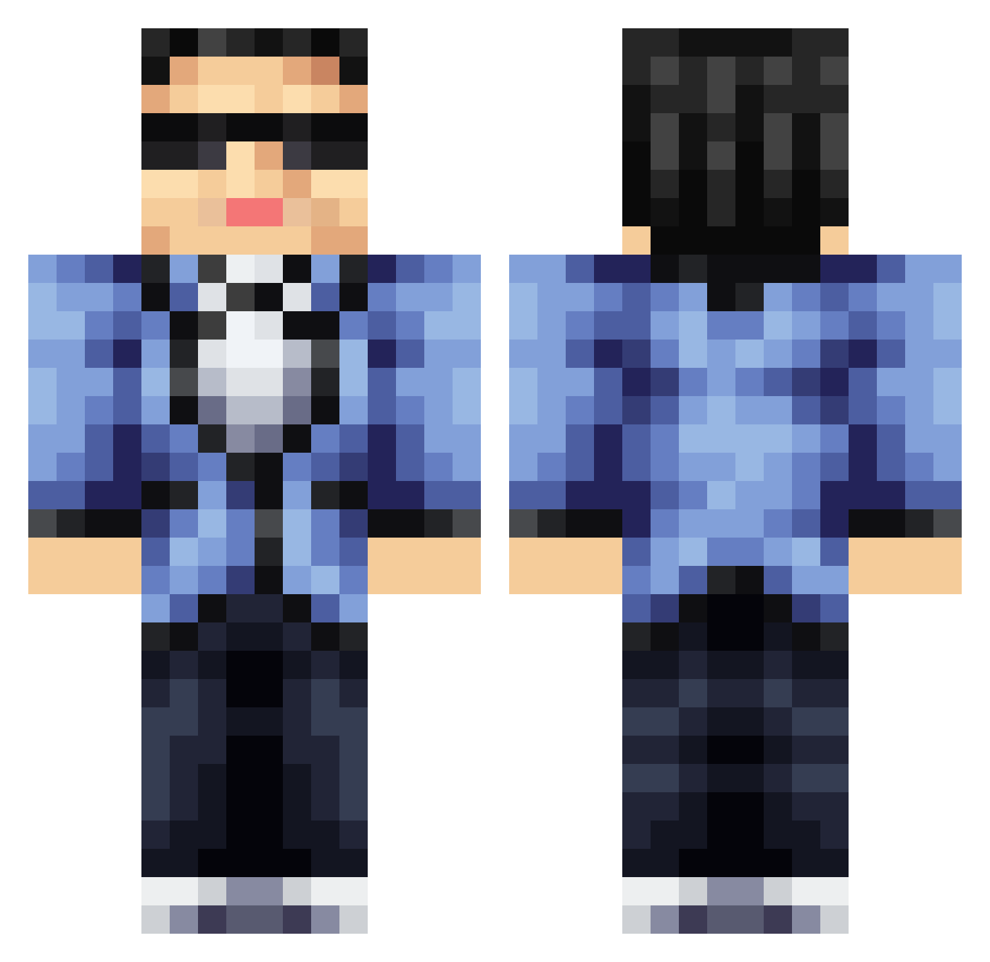 woldeS Minecraft skin, front and back view