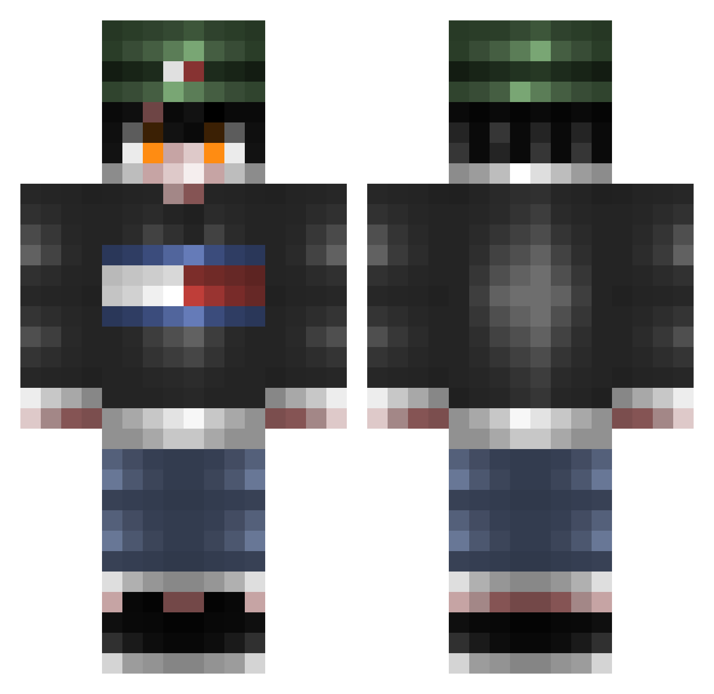 Mellouh Minecraft skin, front and back view