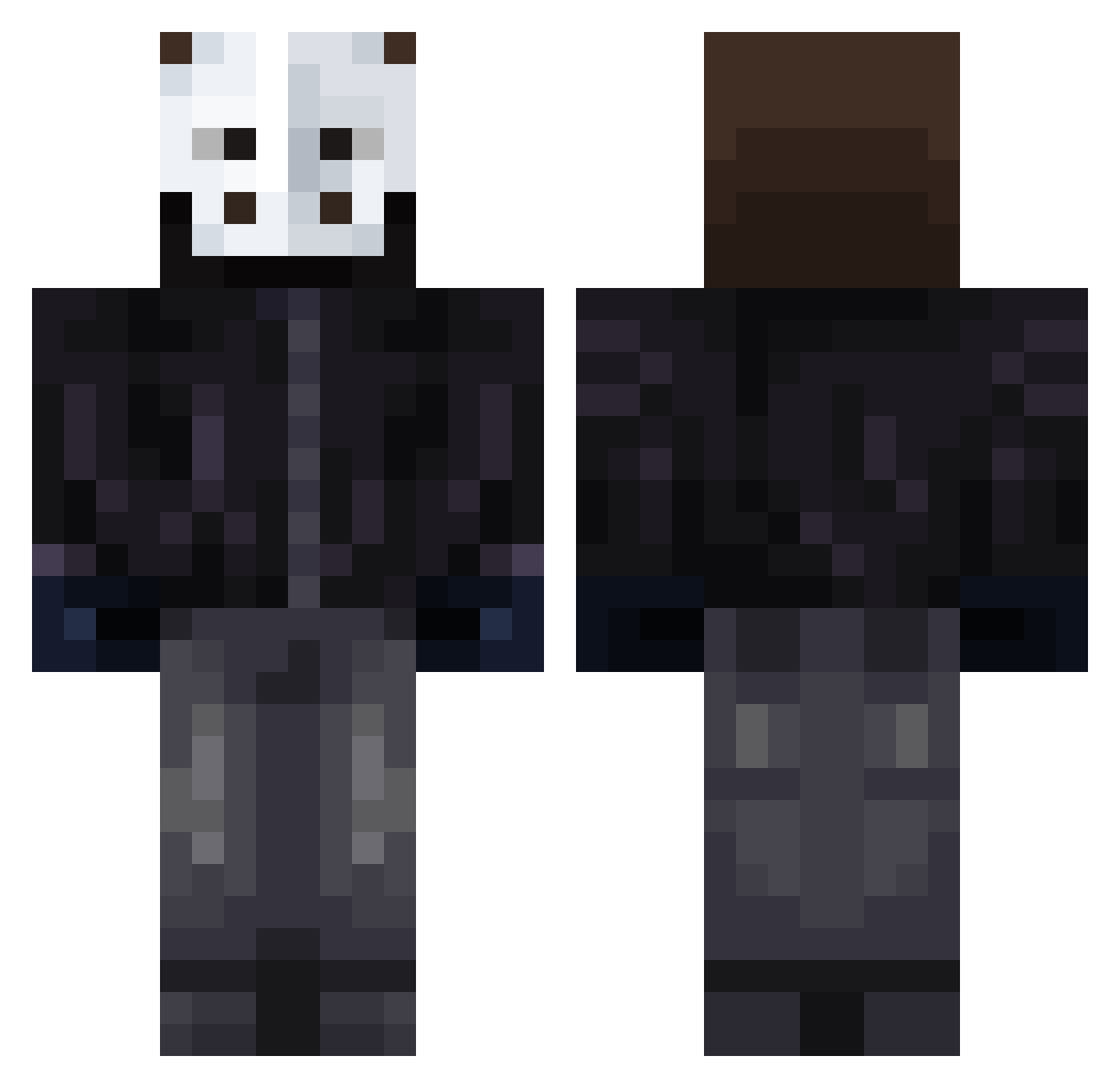 Reconfirmation Minecraft skin, front and back view