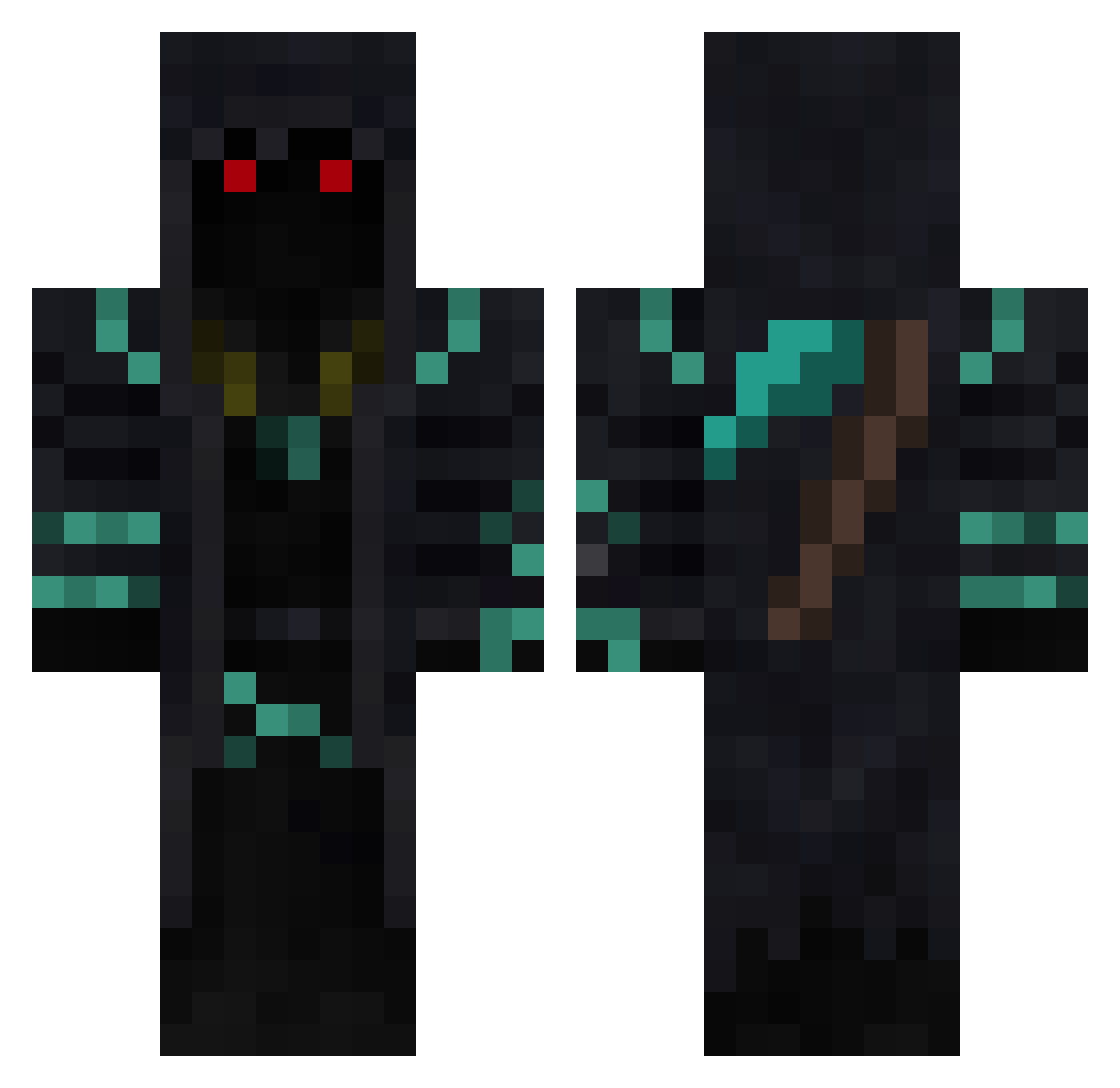 Myst1cSloth Minecraft skin, front and back view