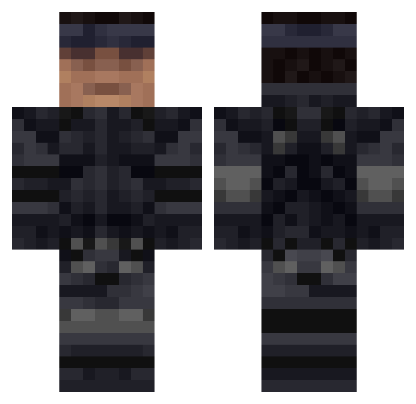 phocisticks Minecraft skin, front and back view