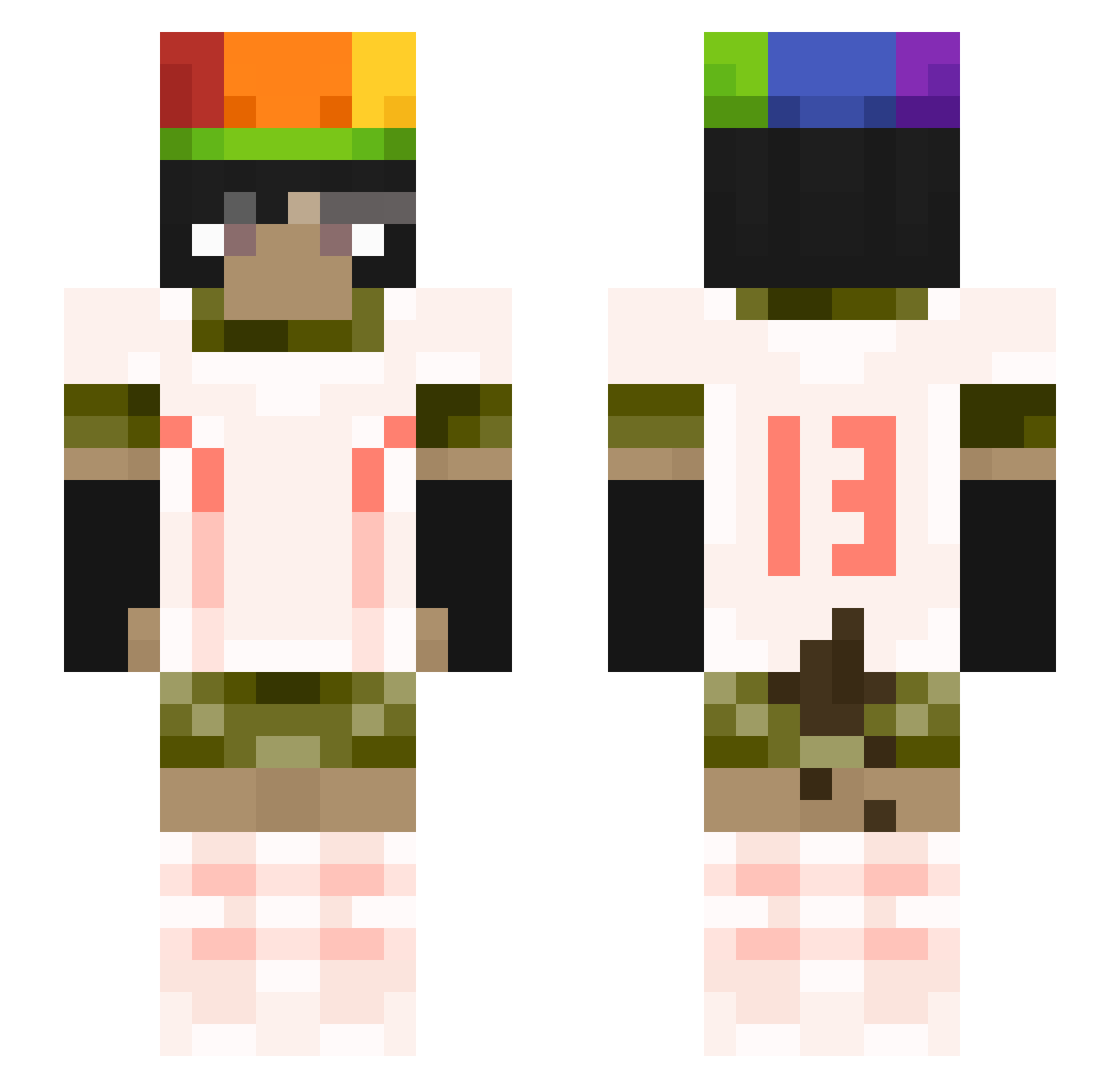 SoberHvnter Minecraft skin, front and back view