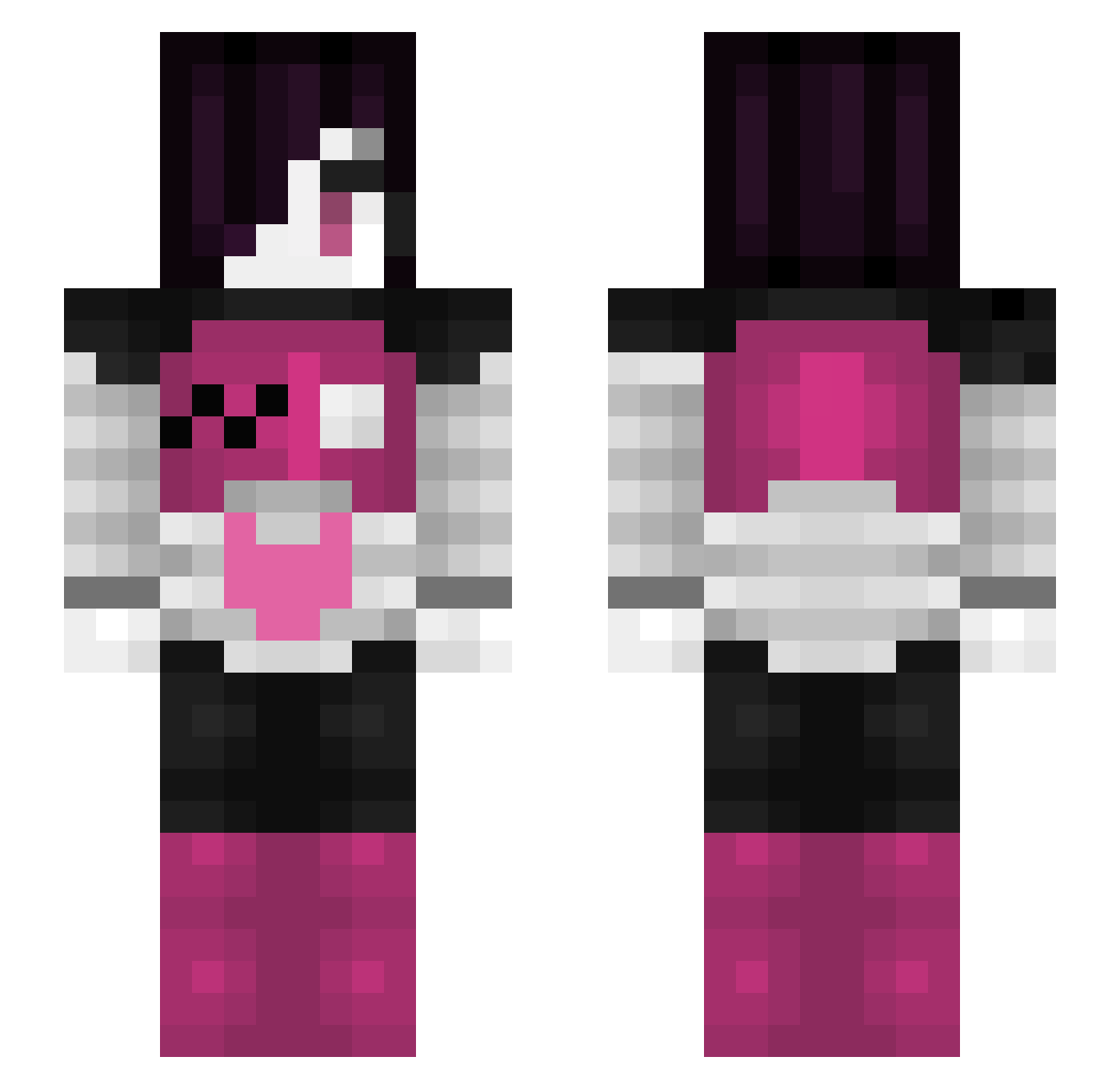 SansaClous Minecraft skin, front and back view