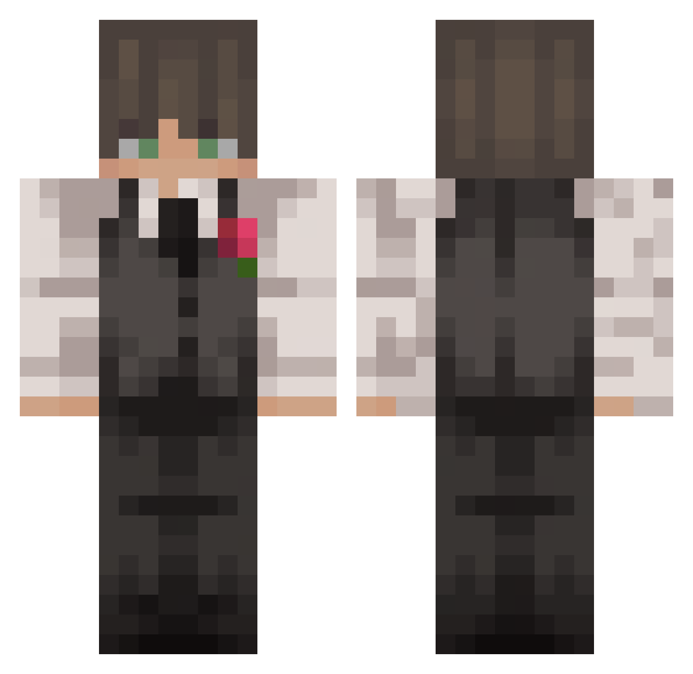 Senvaris Minecraft skin, front and back view
