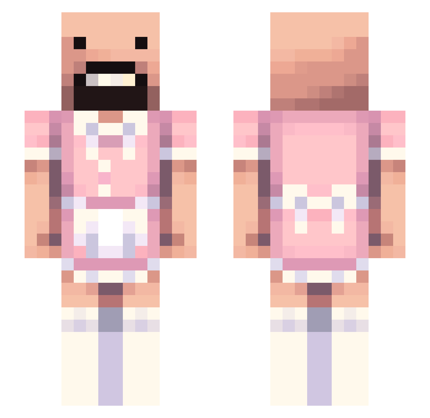 Monisek Minecraft skin, front and back view