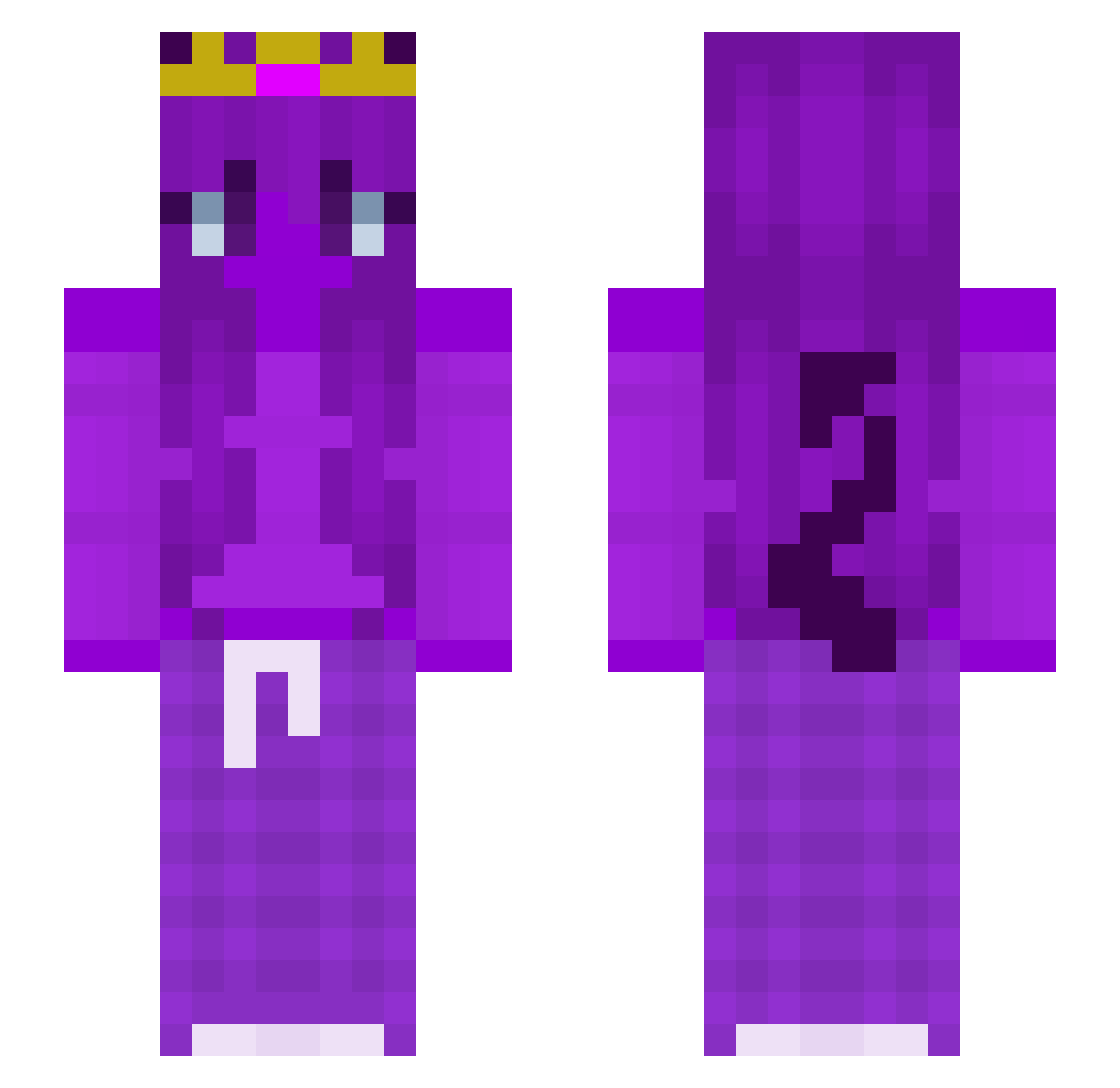 Ellie_IQ Minecraft skin, front and back view