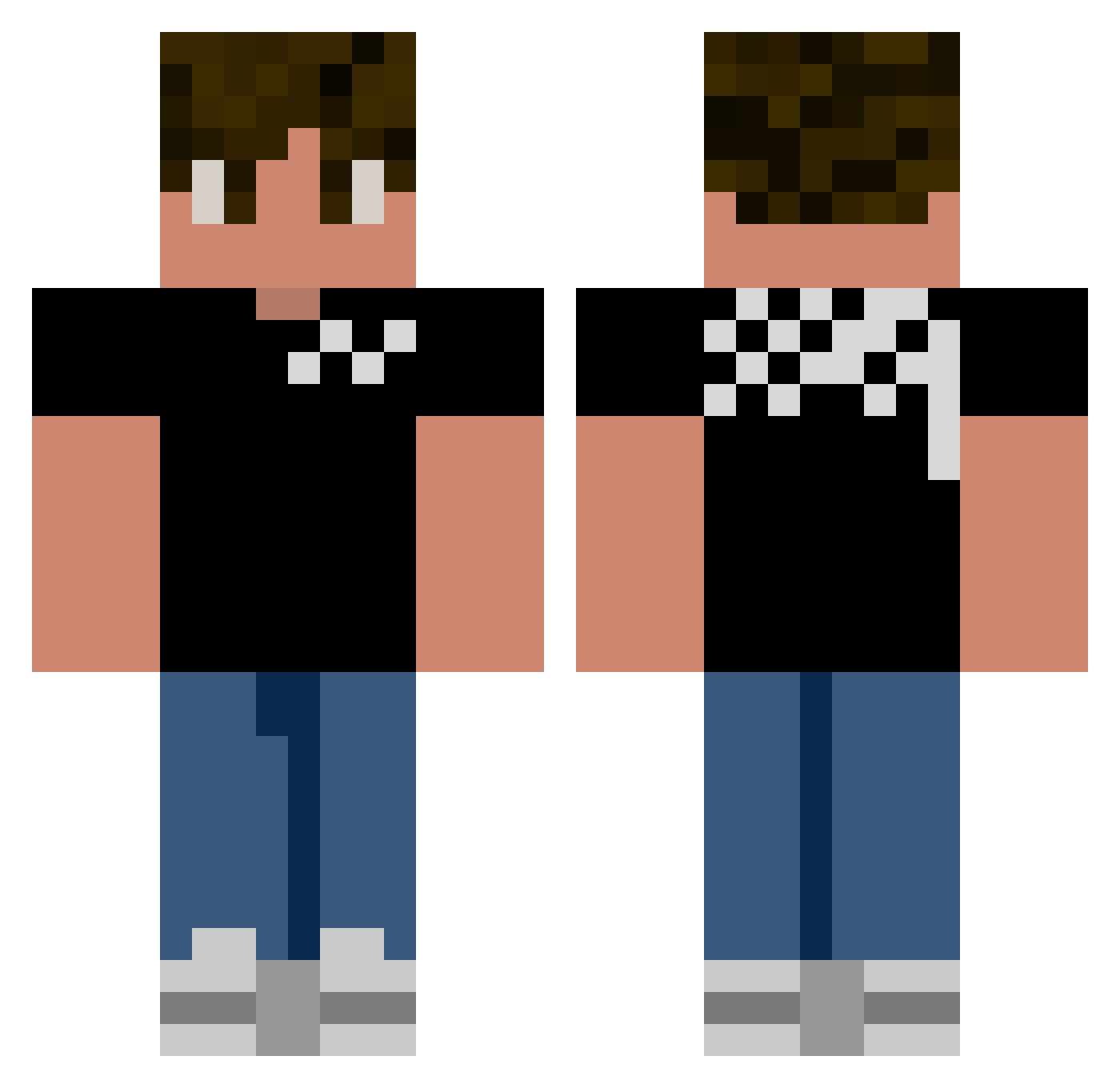 xshiftyx Minecraft skin, front and back view