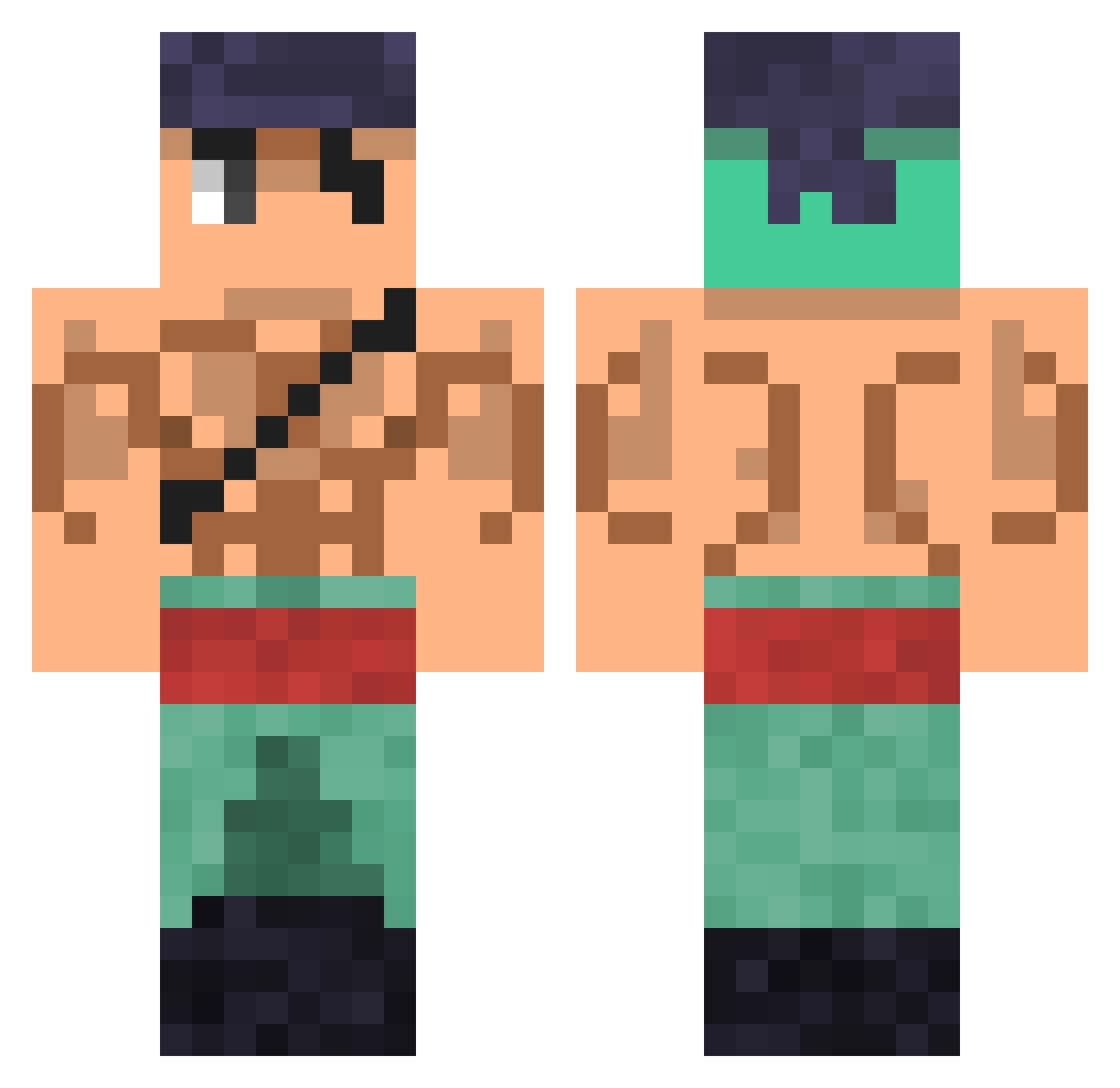 Nozarrashi Minecraft skin, front and back view