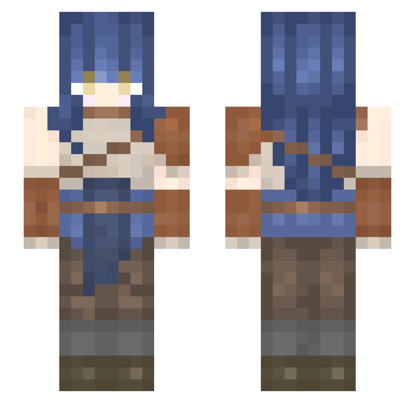 Treasure16 Minecraft skin, front and back view