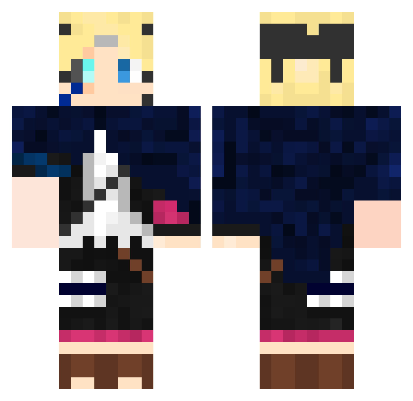 Insolvence Minecraft skin, front and back view
