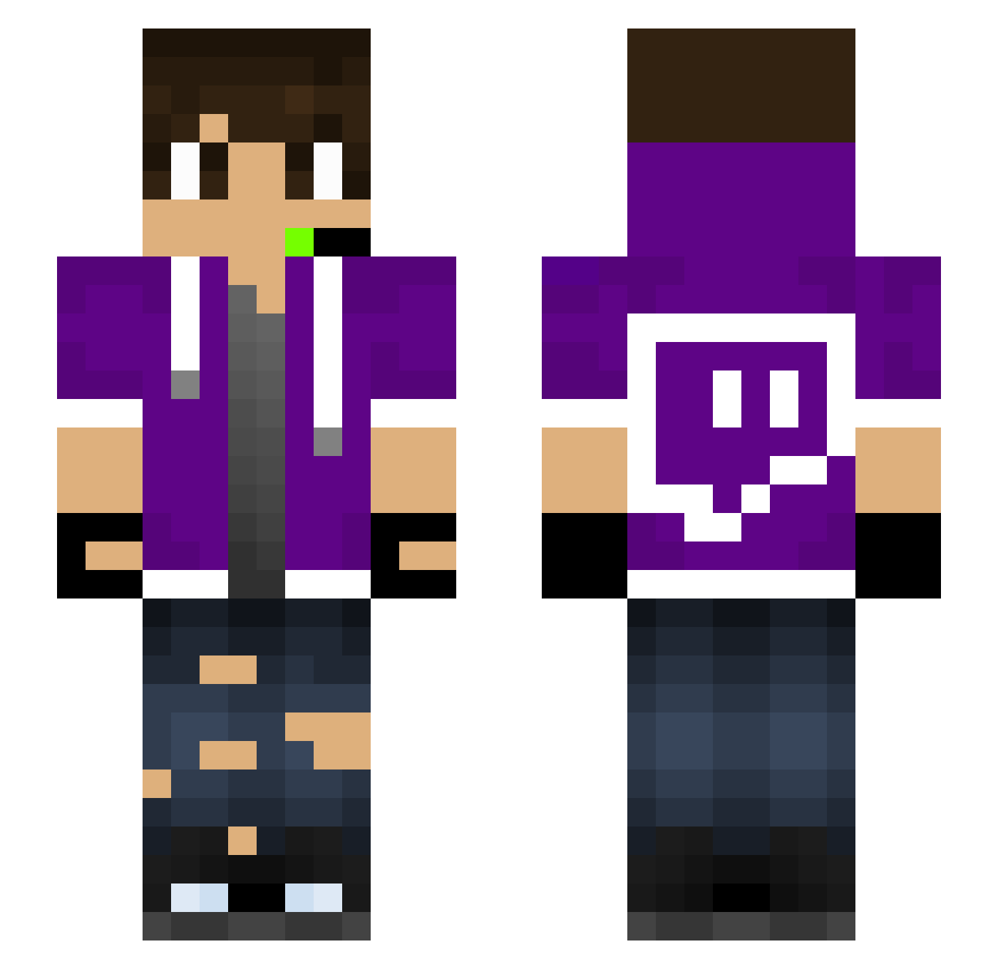 RiuckOMG Minecraft skin, front and back view
