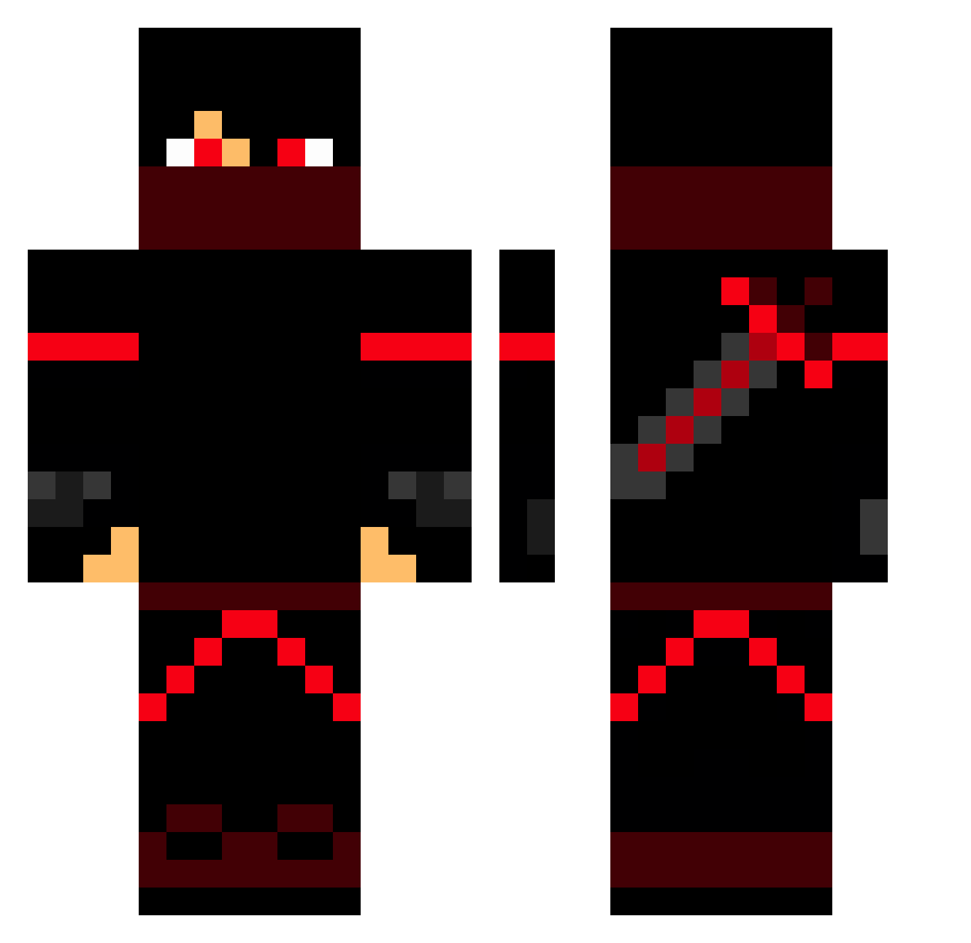 PhantomFighter Minecraft skin, front and back view