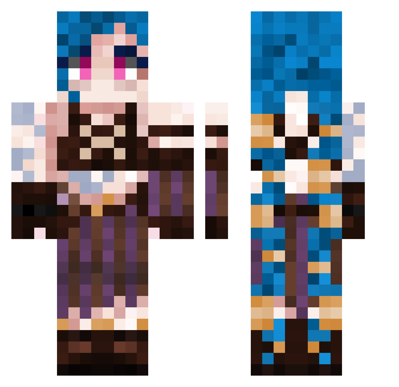 P0NP1N Minecraft skin, front and back view