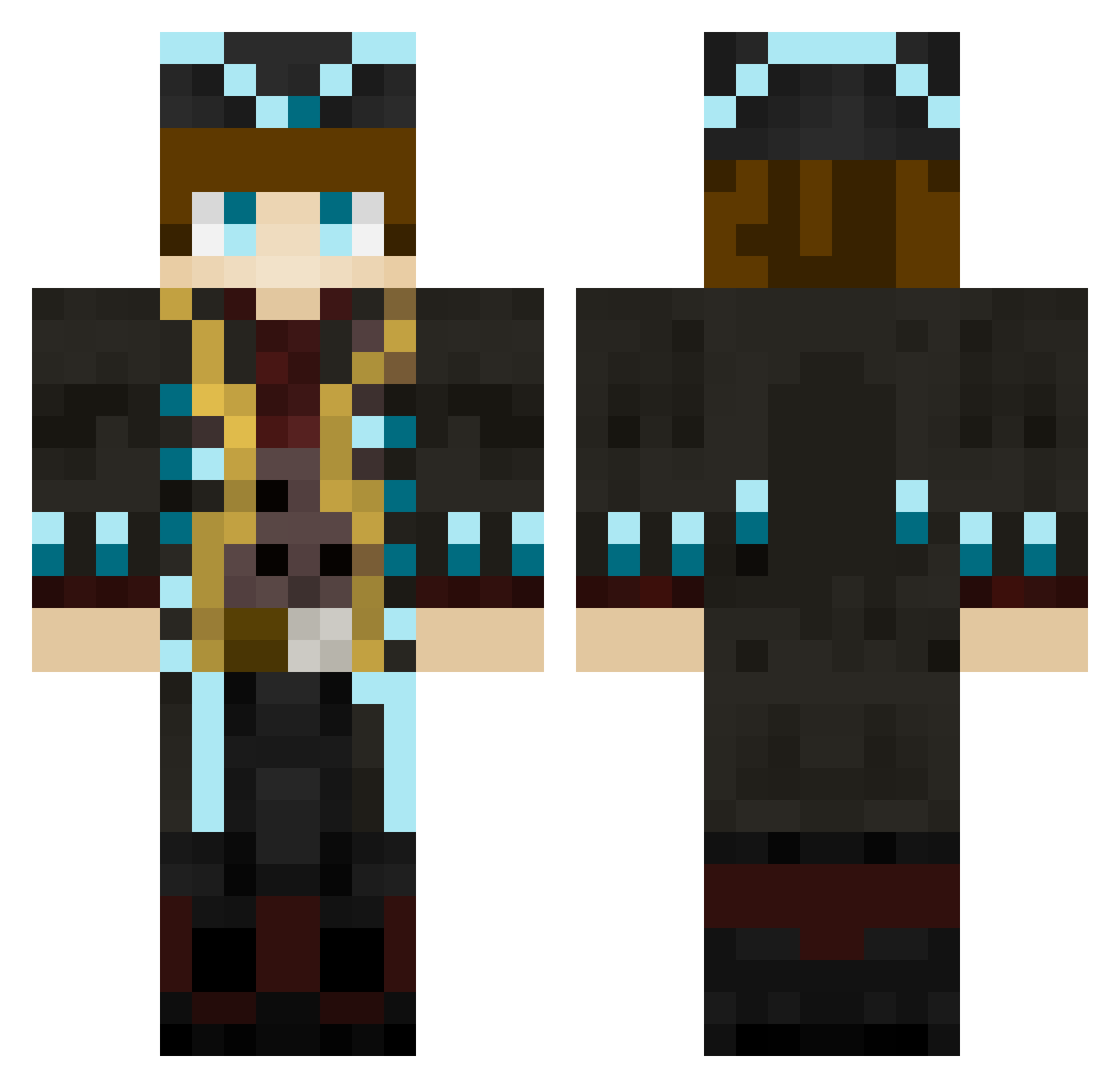 Omeox Minecraft skin, front and back view