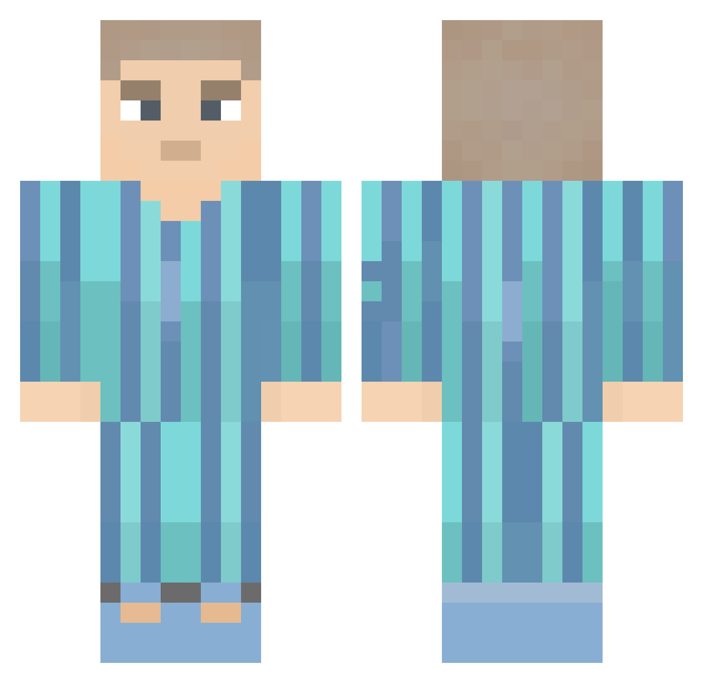 picehere Minecraft skin, front and back view