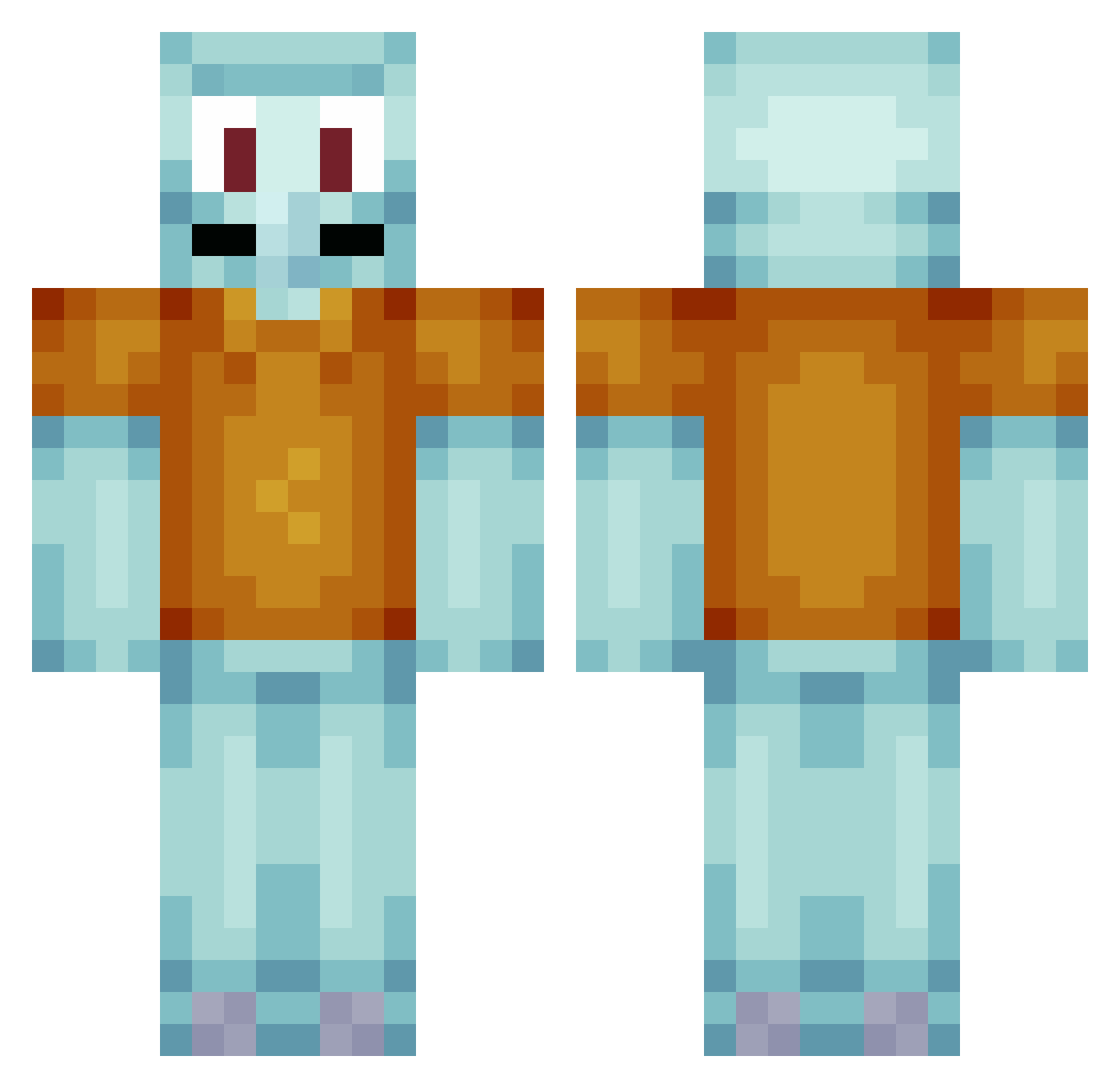 DuckBacon Minecraft skin, front and back view