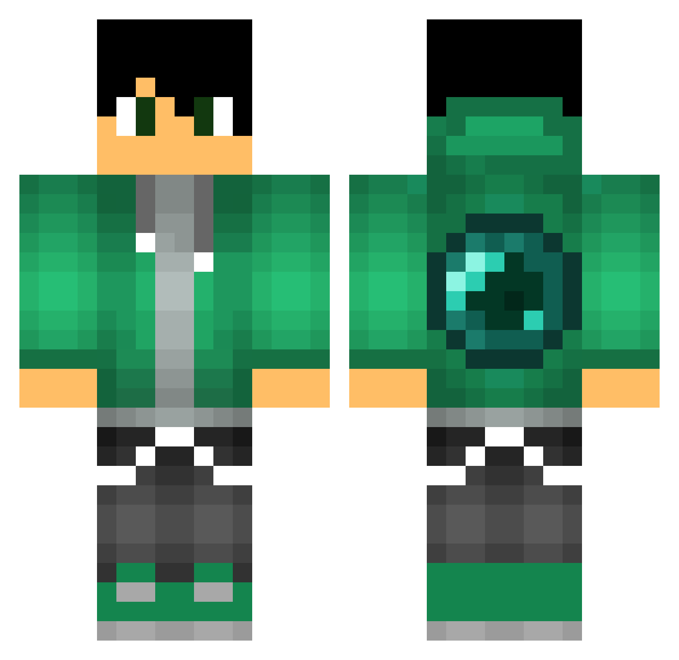 Galaxias Minecraft skin, front and back view