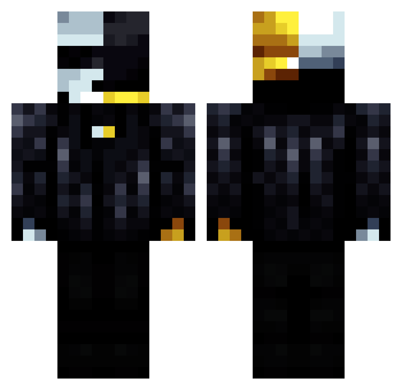 darkAglo Minecraft skin, front and back view