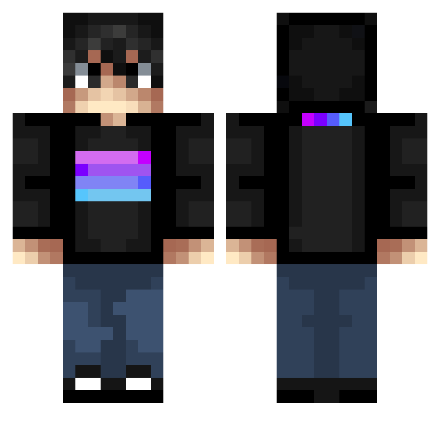 dexfu Minecraft skin, front and back view