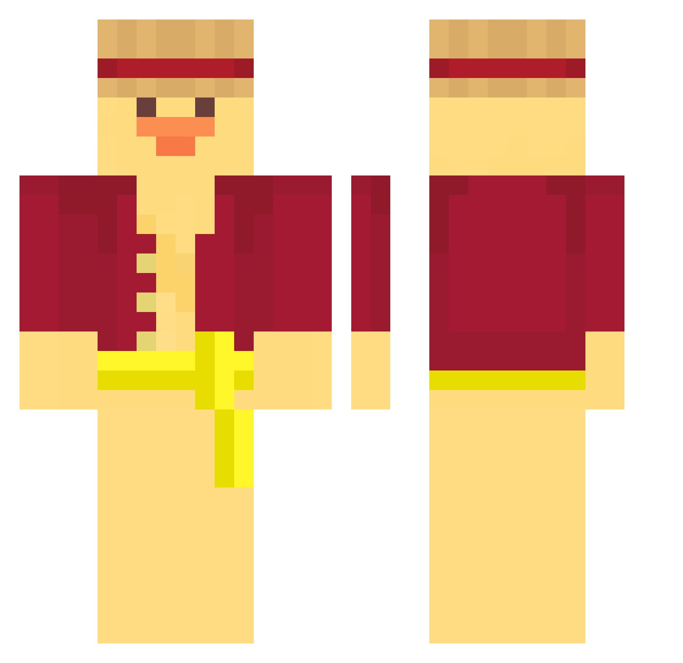 BOOM823 Minecraft skin, front and back view