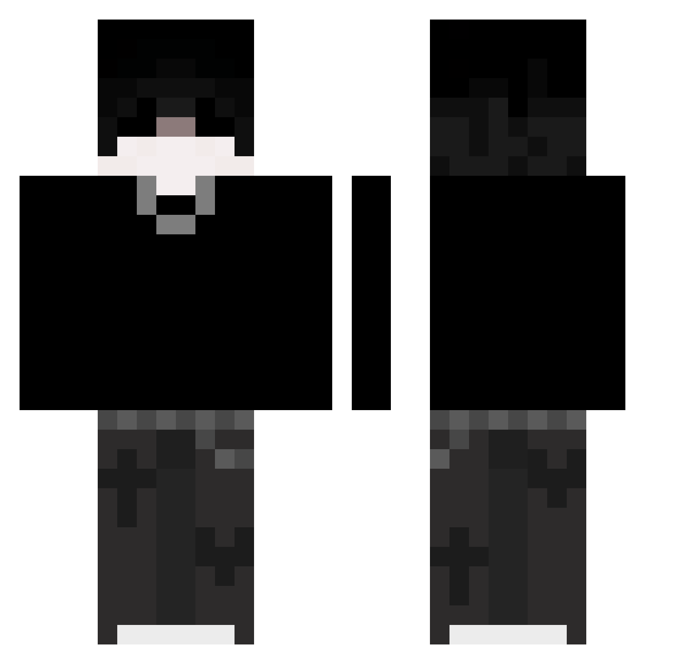 toastpaster Minecraft skin, front and back view