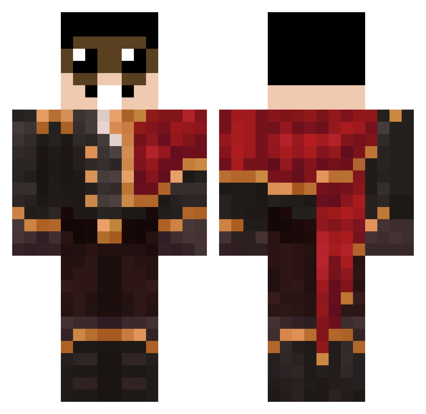 GuerraEterna Minecraft skin, front and back view