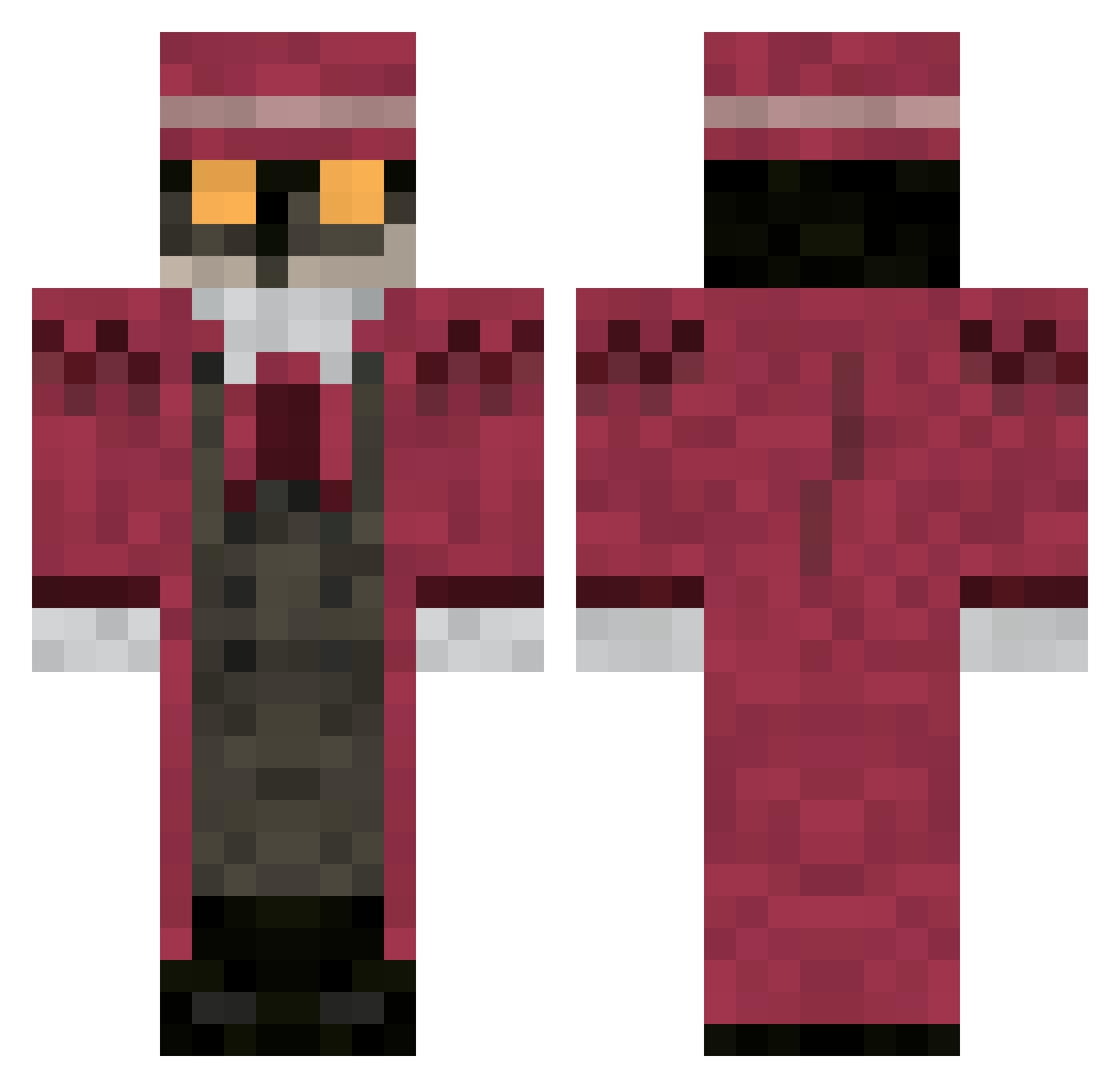 Valveman Minecraft skin, front and back view