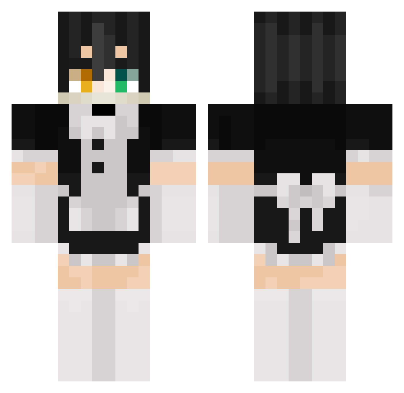 Moussu Minecraft skin, front and back view