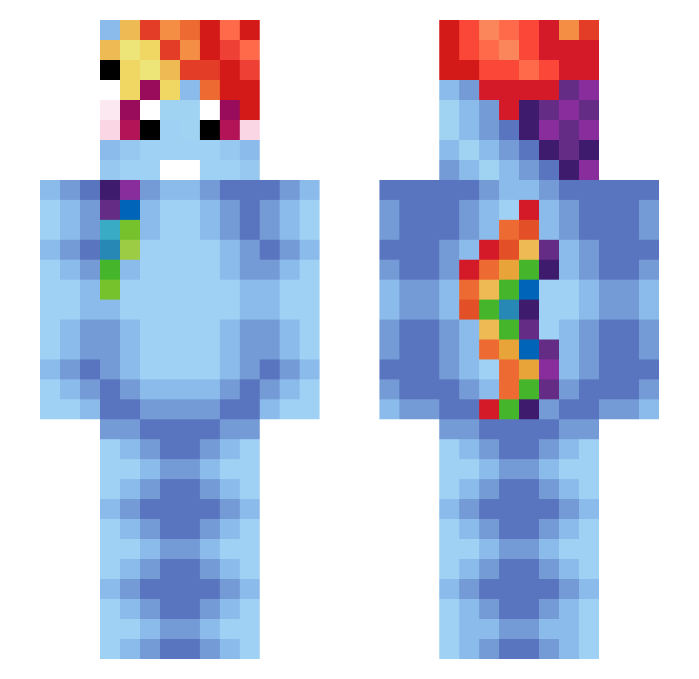 Minionette Minecraft skin, front and back view