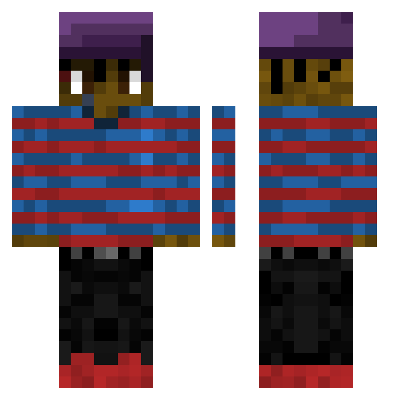Treasuries Minecraft skin, front and back view